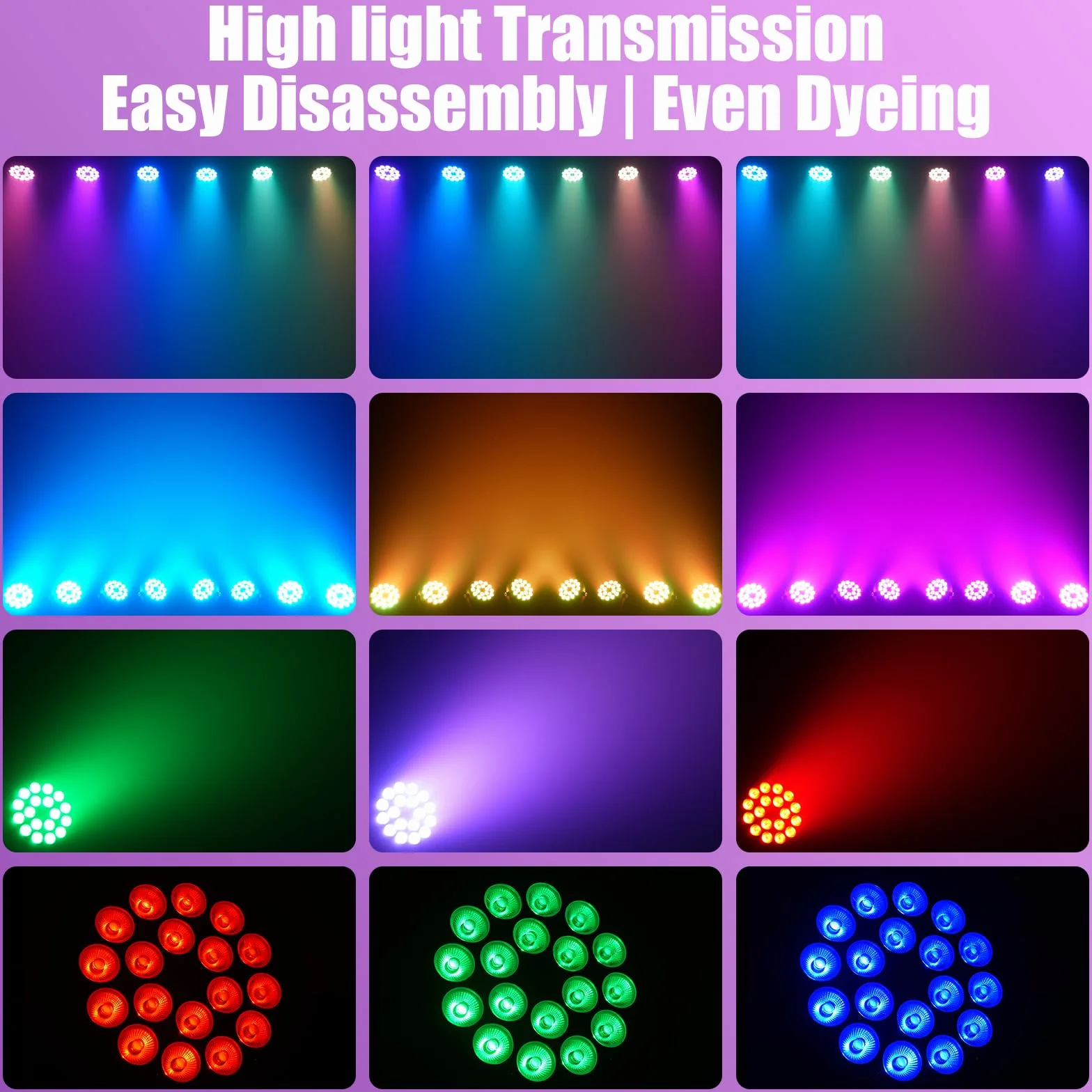 2 pezzi 200W UV+RGB 18 LED per proiettore, luce di scena luce da festa DMX512 illuminazione da discoteca per DJ Party Show Bar Halloween Natale