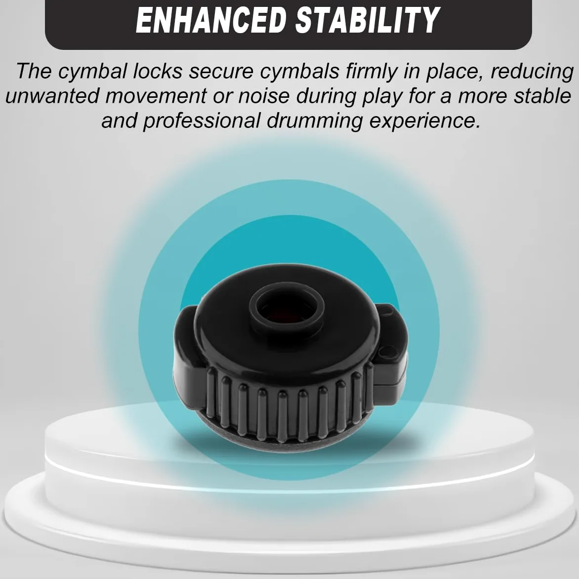 10 pezzi di dadi per piatti a sgancio rapido da 8 mm, bloccaggi per piatti in plastica nera Cymbal Toppers Cymbal Mate Accessori per batteria, con cuscinetti in gel per batteria