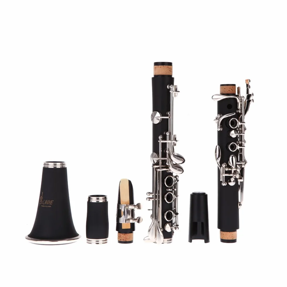 Anself Clarinetto Bachelite 17 chiave Bb Flat Soprano Placcatura al nichel squisito con Pezza per pulire Guanti 10 ance Cacciavite Strumenti a fiato