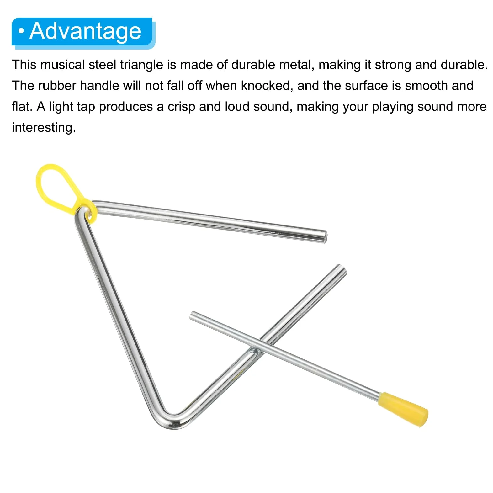 PATIKIL 14" Triangolo Musicale in Acciaio, 2pz Percussione Manuale con Bacchetta, Strumenti per Creare Rumore Batteria Concerti Band Riunioni Familiari Sport Competitivi