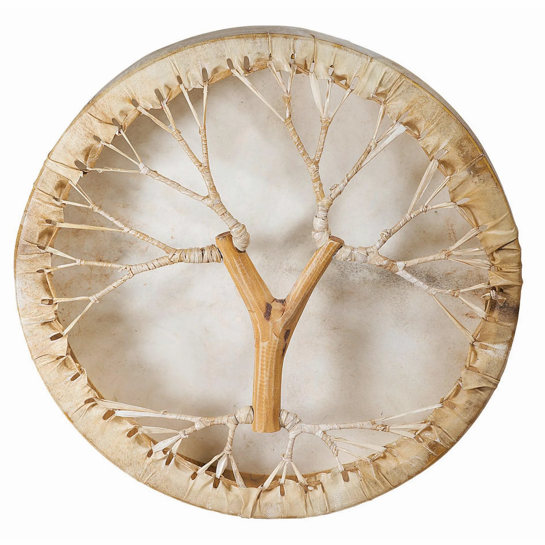 Tamburo per sciamano, pelle di capra, Ø 40 cm, con manico in stile albero, set rotondo Shaman Drum Goat Skin incluso bastone
