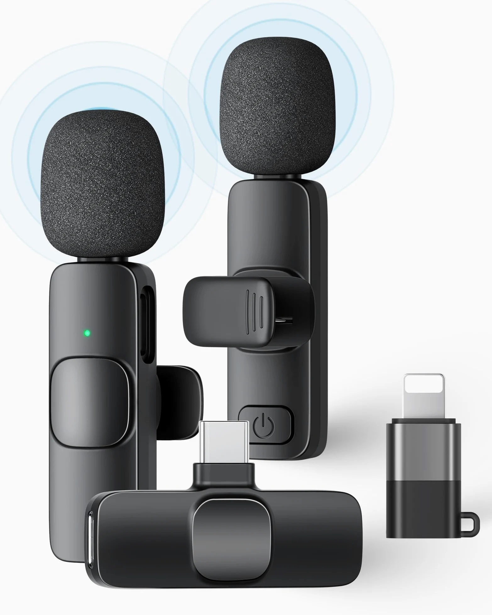 KUKIHO Microfono Lavalier Wireless per iPhone/Android (2 Trasmettitori), Mini Microfono Clip Riduzione Rumore Plug-and-Play per Registrazioni Video, Podcast, TikTok, YouTube, Vlog