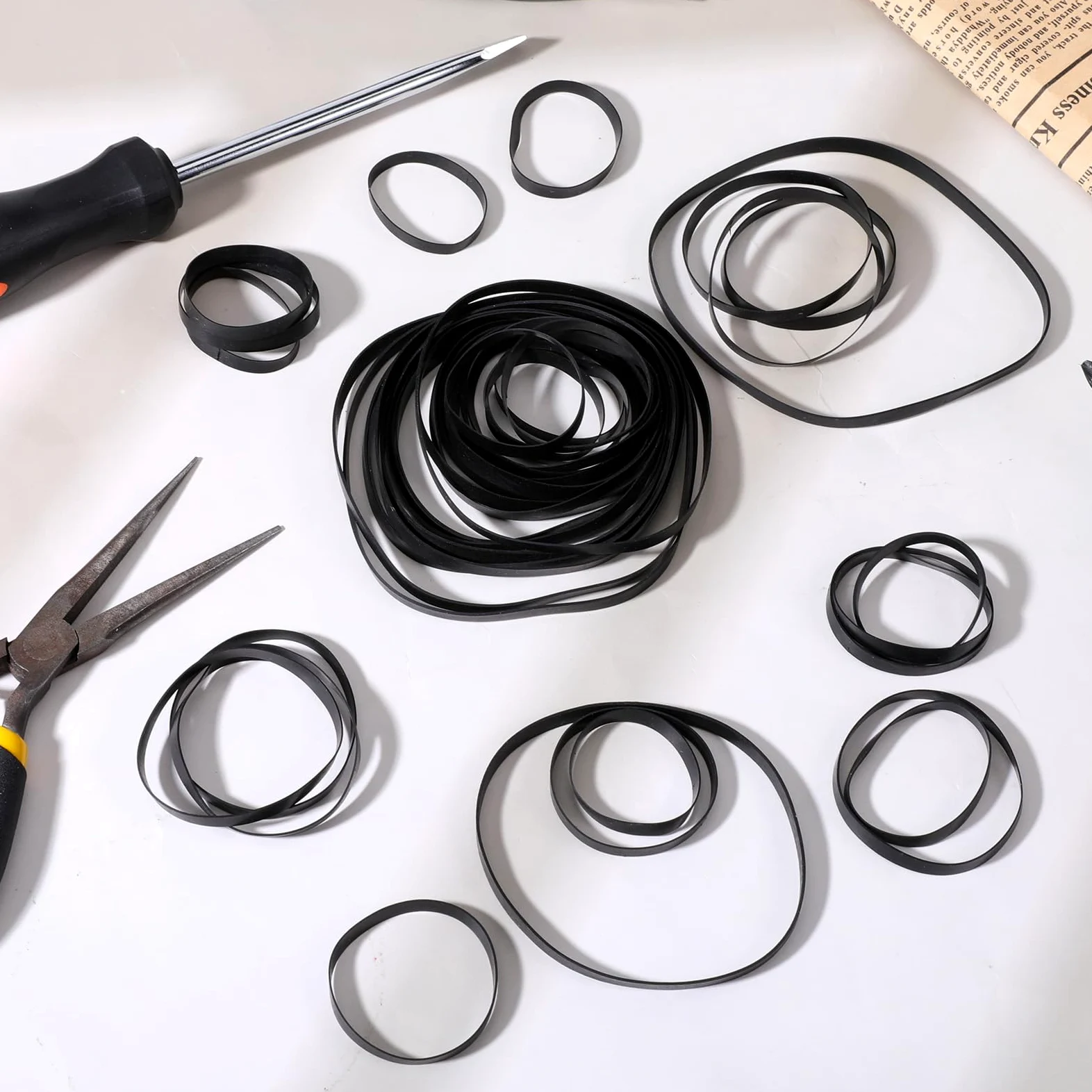 50 cinghie in gomma per registratori a cassetta, per riparazione e manutenzione, 40-135 mm, dimensioni miste, larghezza 4 mm, cinghie piatte per ripetitori DVD, CD, LD, VCR