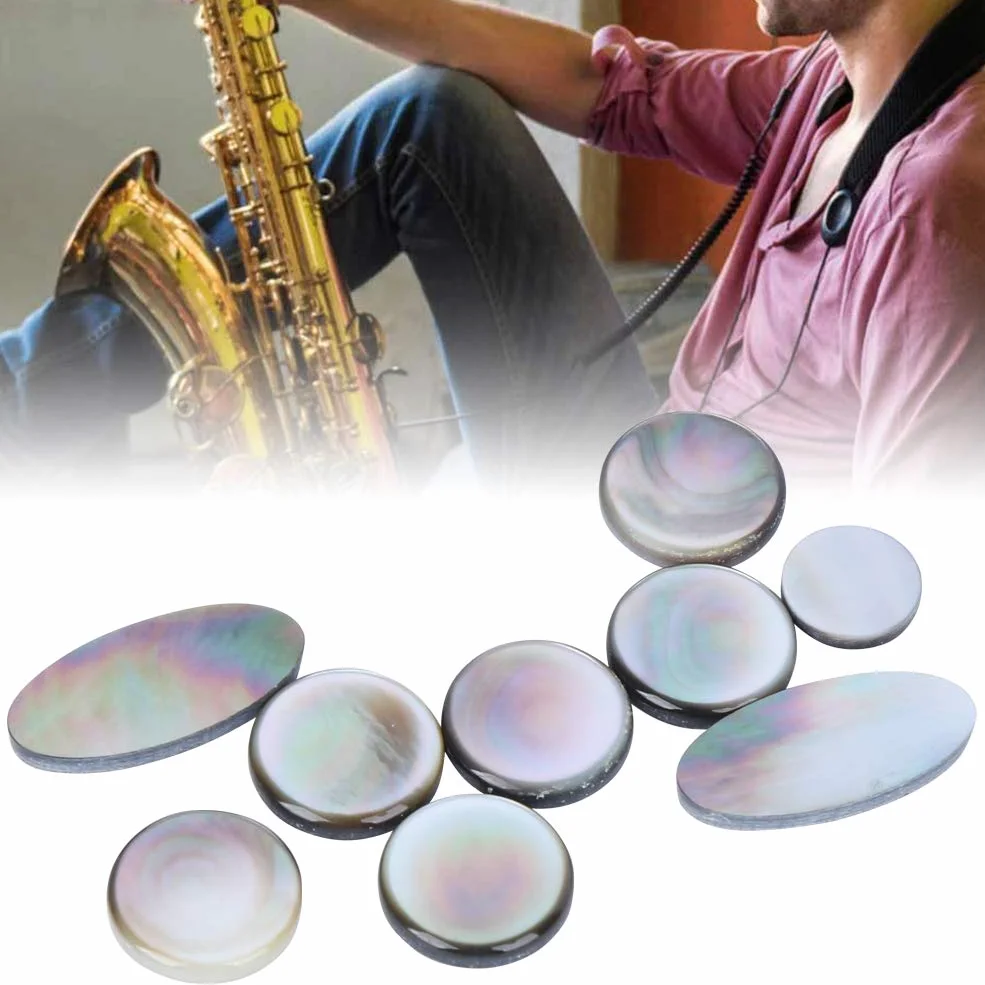 Tbest Bottoniera per Sassofono, 9 Pezzi, Set di Bottoni per Chiave Sax in Bianco e Nero, Accessori per Strumenti Musicali, Accessori per Decorazioni per Bottoni per Sassofono
