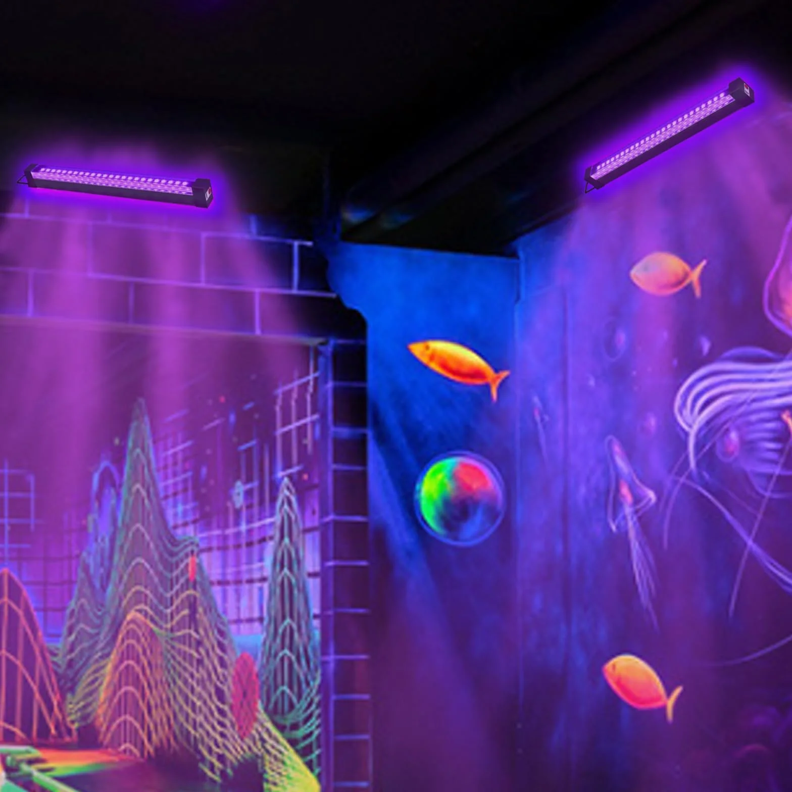 PORFOYO 2 Pezzi LED Luce Nera Bar Luce Nero Portatile UV Tubo Luce Lampada Viola LED UV Tubo Per Sera, Pittura Fluo, Poster Fluorescente, Halloween, Natale