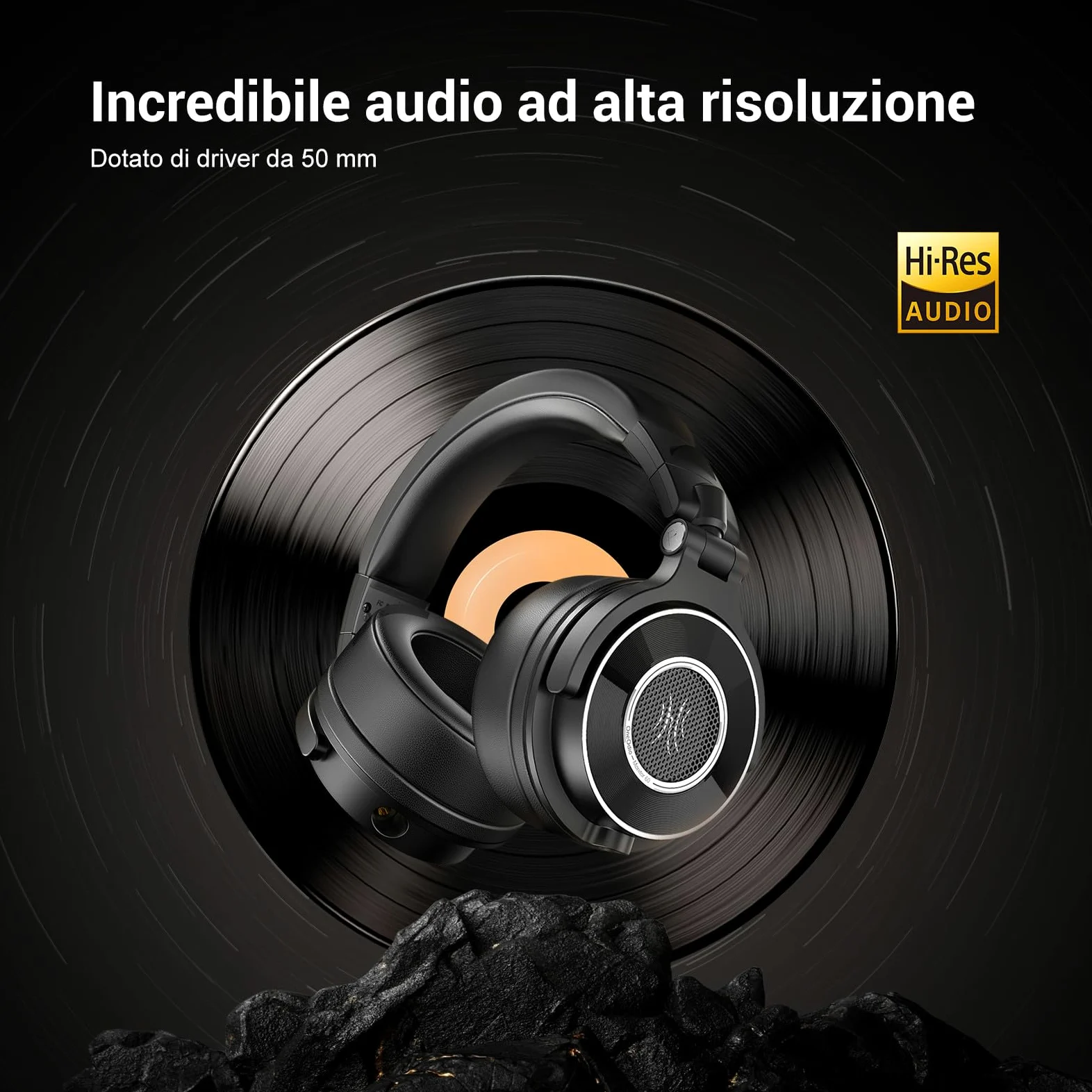 OneOdio Monitor 60 Cuffie Professionali da Studio, Cuffie Sopra l'orecchio con Driver da 50 mm Audio ad Alta Risoluzione, Cavo Staccabile (3,5 mm / 6,35 mm), per Podcast, Creatori, DJs, PC
