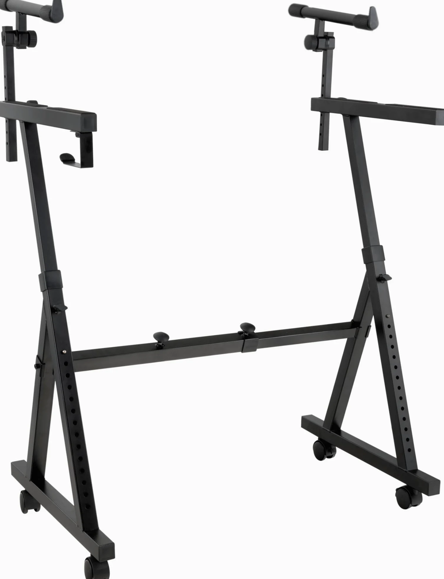 Classic Cantabile KSD-400Pro MK II Supporto Tastiera Pro Set - Supporto Tastiera Regolabile a 2 Livelli - 4 Ruote e Porta Cuffie - Portata Fino a 100 kg - Larghezza e Altezza Regolabili - Nero