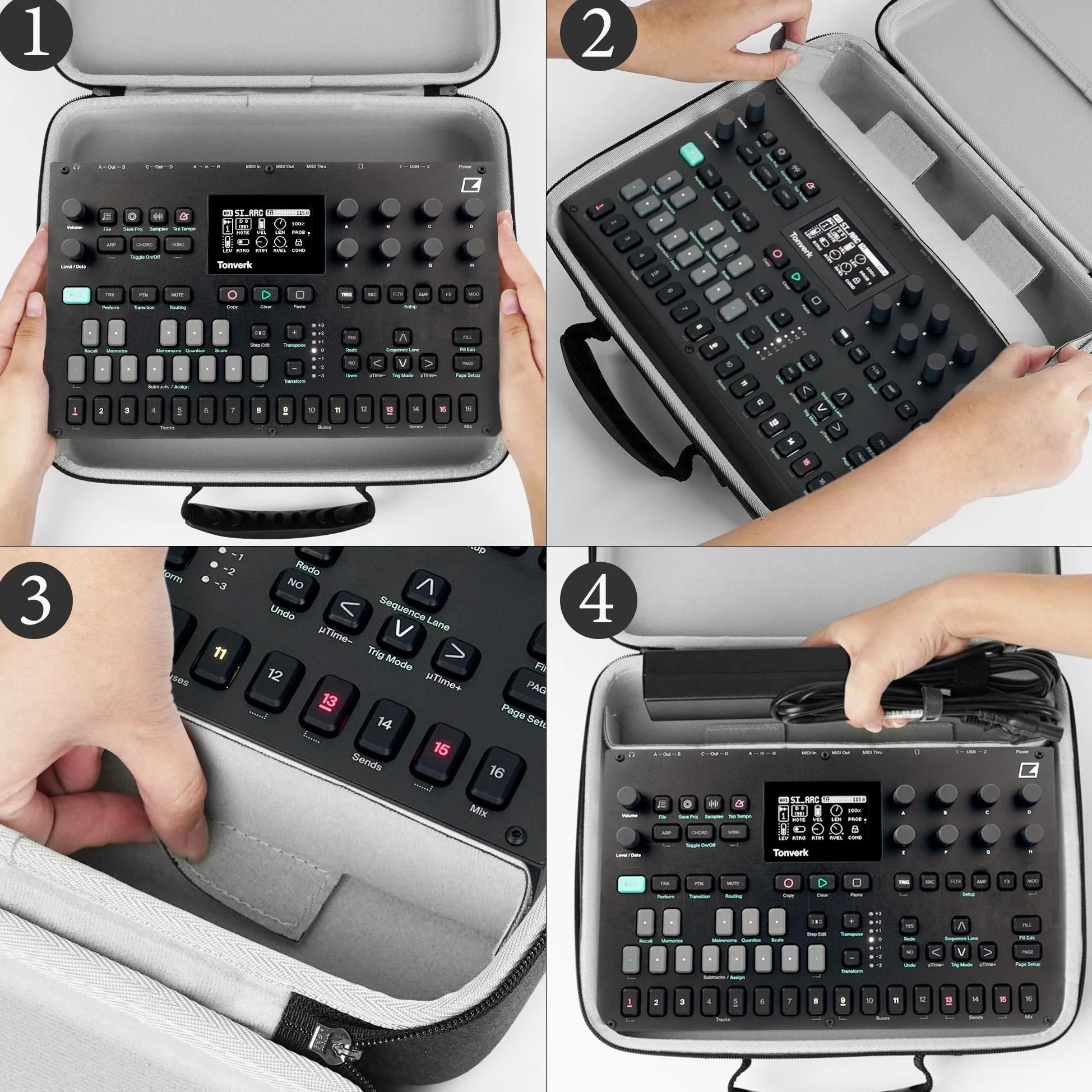 GEEKRIA Custodia per trasporto interfaccia audio, compatibile con Elektron Tonverk, borsa da viaggio rigida in EVA (grigio scuro)