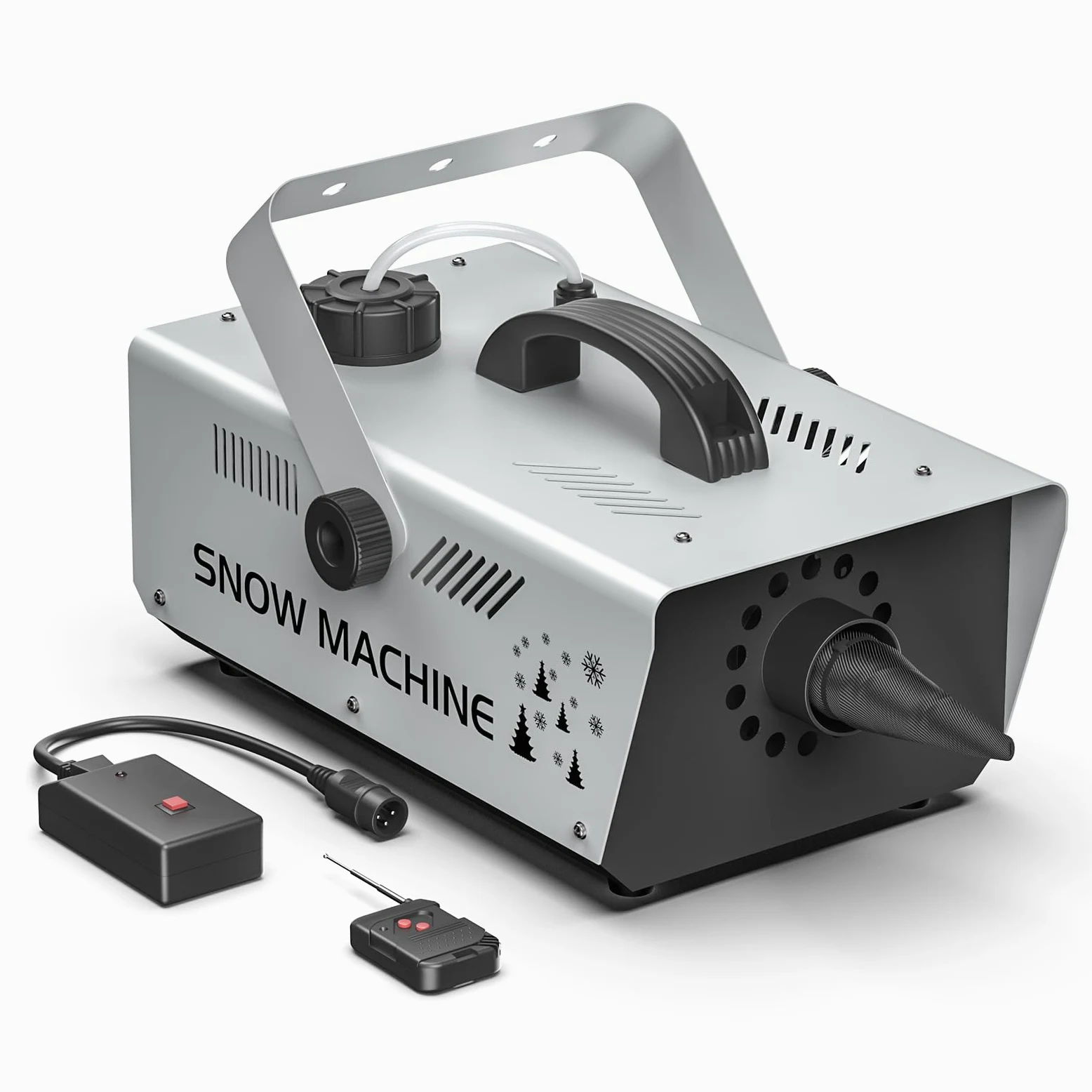 Macchina per Schiuma 1000W, Macchina per neve con telecomando e controllo via cavo, serbatoio da 1 litro per Natale, matrimoni, fotografia, feste, palchi per bambini, sfilate