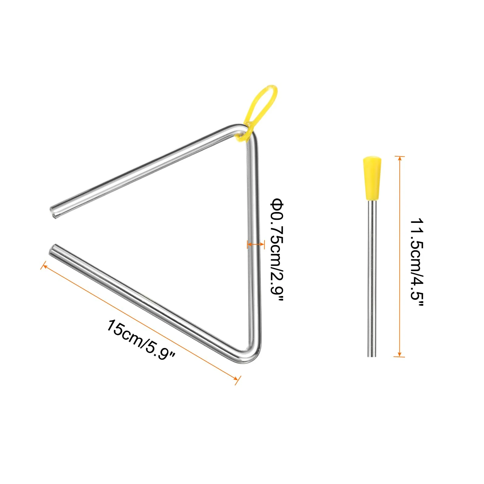 PATIKIL 14" Triangolo Musicale in Acciaio, 2pz Percussione Manuale con Bacchetta, Strumenti per Creare Rumore Batteria Concerti Band Riunioni Familiari Sport Competitivi