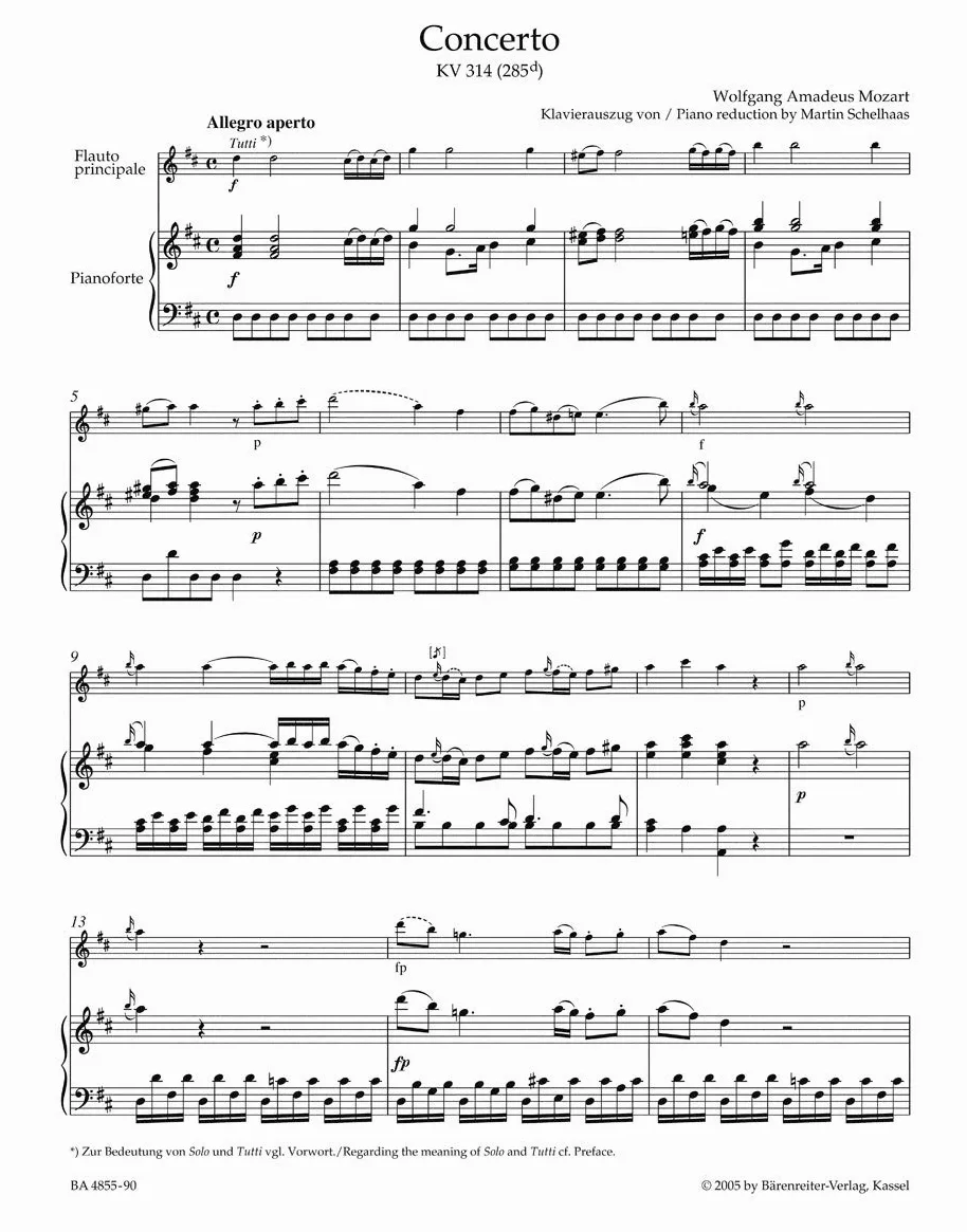 Concerto per flauto e orchestra 314. Flauto e pianoforte