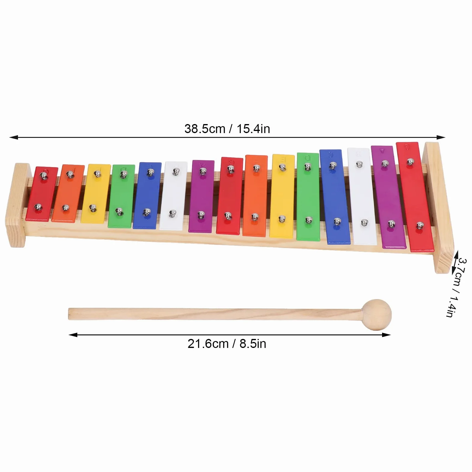 Generic Xilofono con 15 Note Glockenspiel Educativo Colorato, Strumento Musicale per Bambini con 2 Bacchette, Ideale per Bambini Dai 3 Anni in su