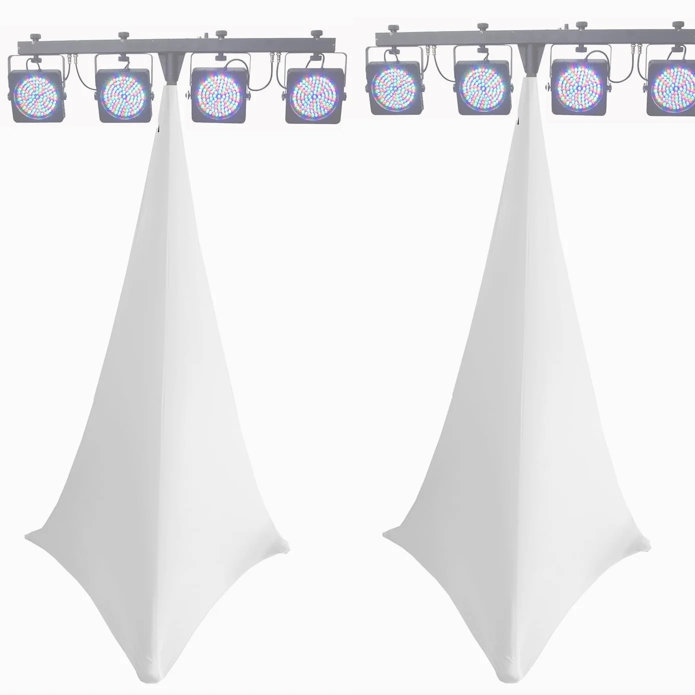 Coppia di cover XL per treppiedi di altoparlanti/giochi di luce in elastan estensibile, custodia per treppiede, double face …, bianco, Modern