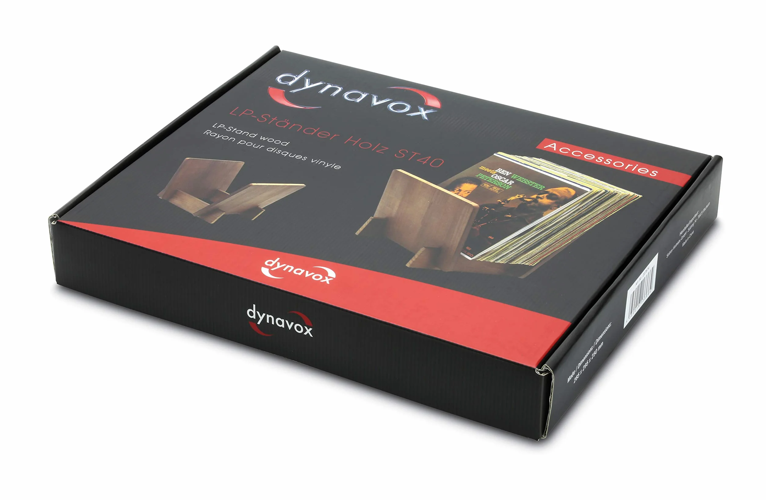 Dynavox LP Stand ST40, Scatola di conservazione per dischi in vinile in legno di pino, per fino a 40 LP e singoli, marrone scuro