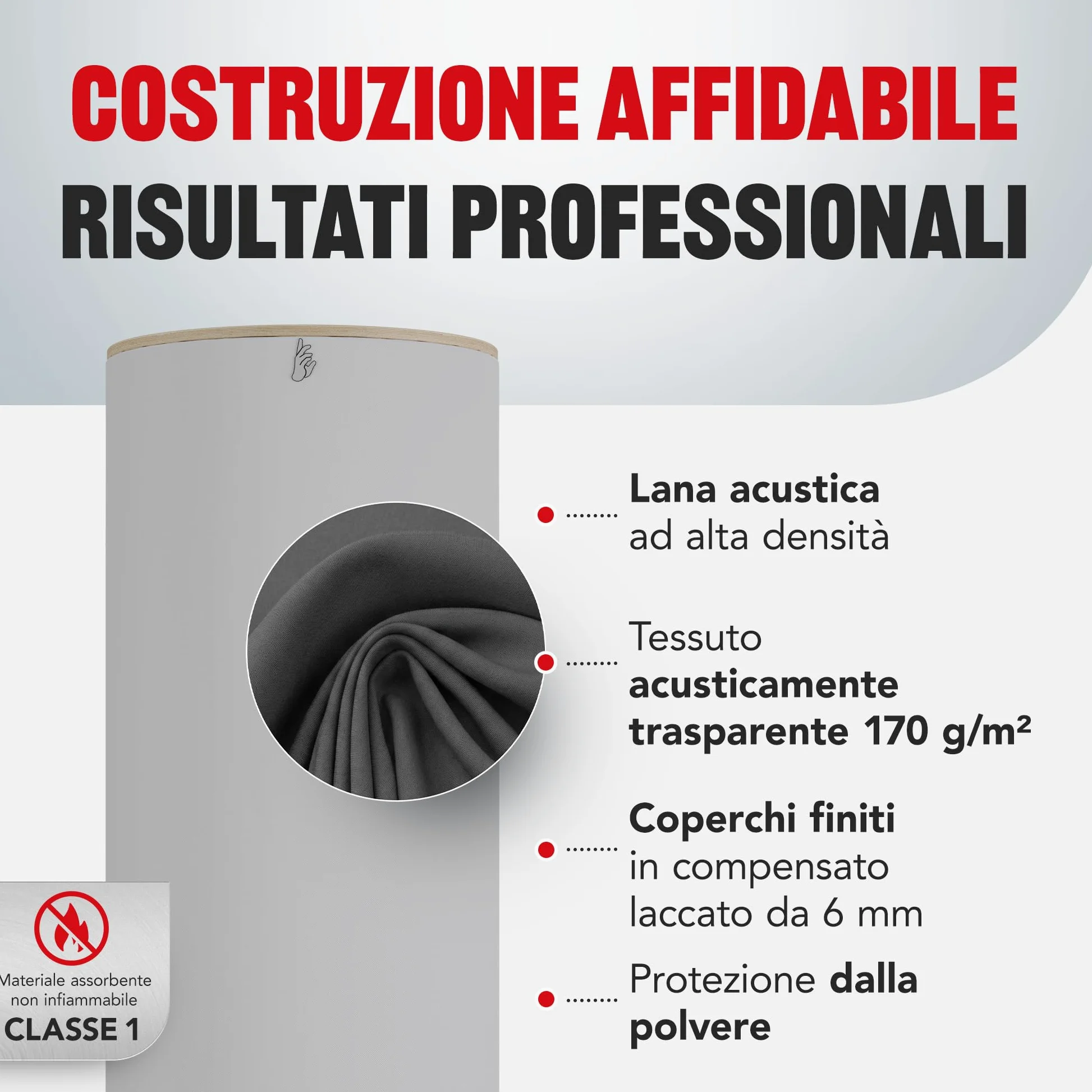 Addictive Sound Bass Trap Cilindrico Standard - Trappola Bassi Studio - Lana Acustica Specializzata 80-210 Hz - Produzione UE - Impilabile - Garanzia 36 Mesi - 98cm, Nero