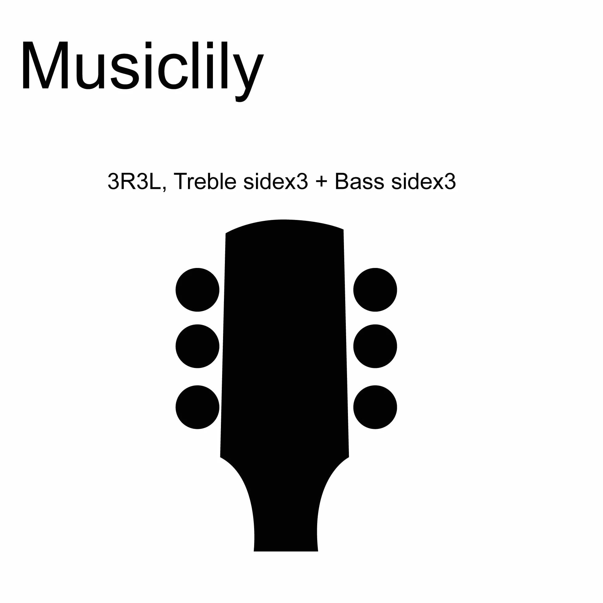 Musclily Economy 3L3R Roto Style Sealed Chitarra Meccaniche Set per Epiphone Les Paul SG ES, Keystone Button Nero