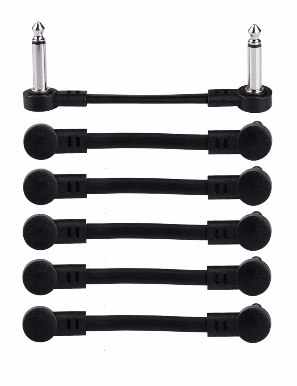 Rayzm cavo patch piatto per chitarra, cavo di collegamento da 6.35mm per effetti chitarra/basso, cavo per pedaliera lungo 5cm (confezione da 6)