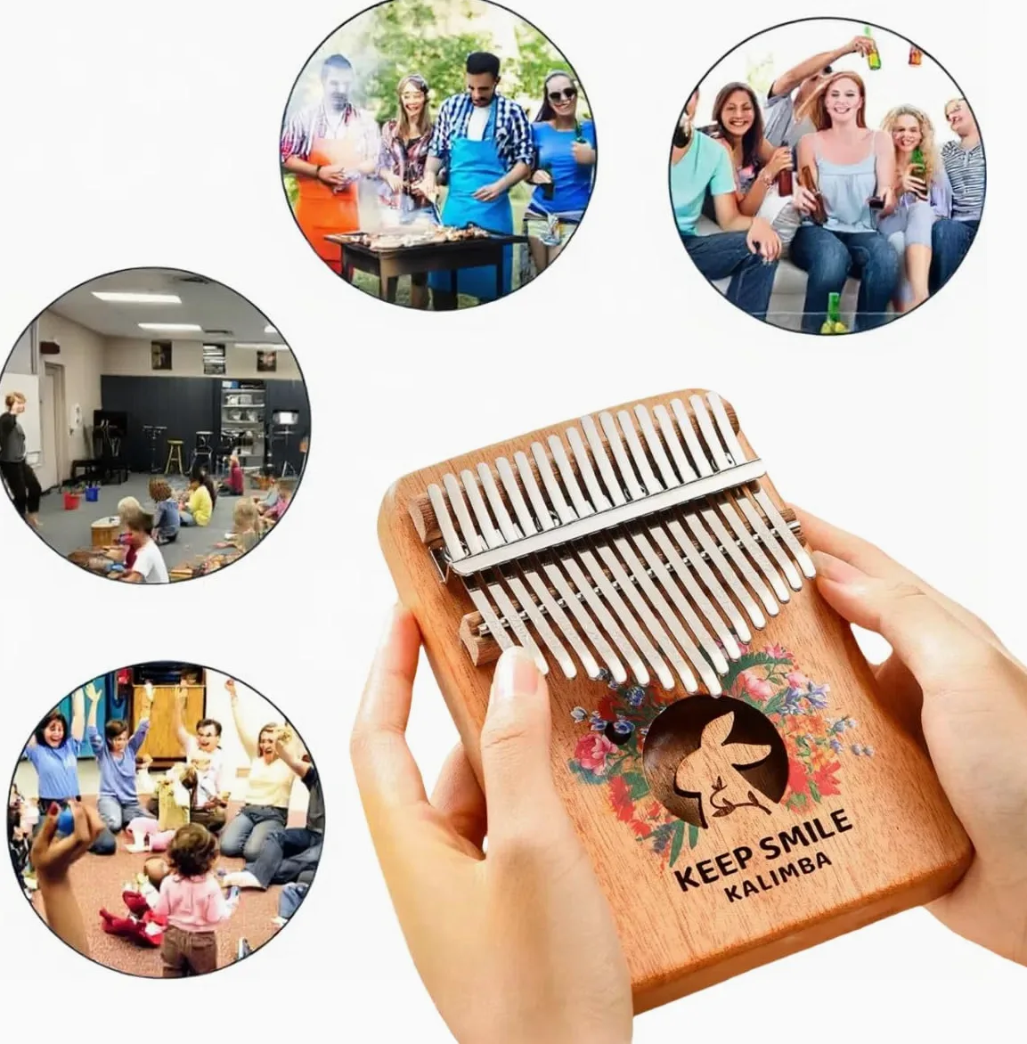 Kalimba - Pianoforte da pollice con 21 tasti/17 tasti, strumento musicale portatile per principianti, regalo musicale per gli amanti della musica (coniglietto, grande)