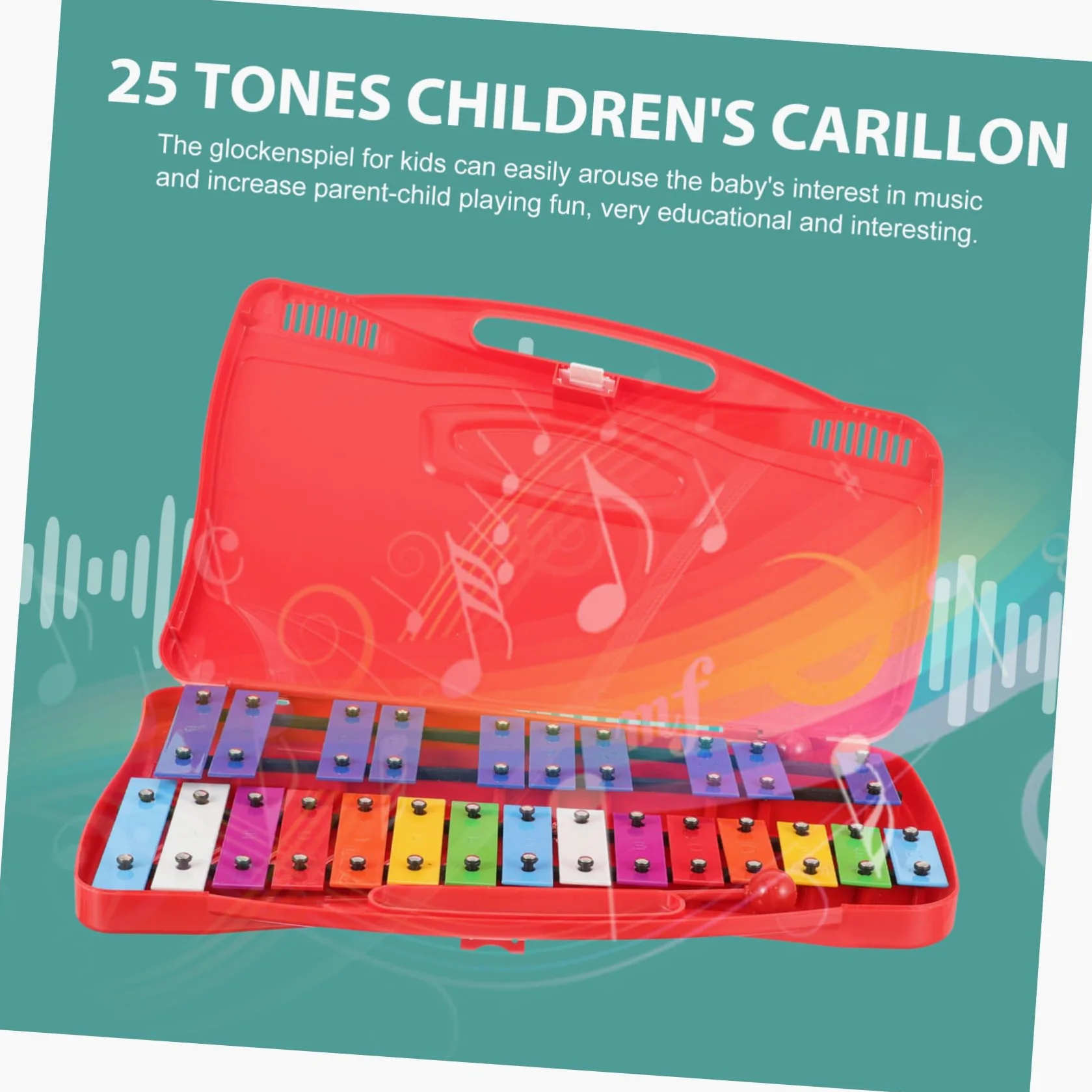 TOYANDONA Xilofono per Bambini 25 Toni, Strumento a Percussione Sicuro e Affidabile Corpo in Plastico e Ferro, per L'apprendimento Precoce e Giochi Educativi