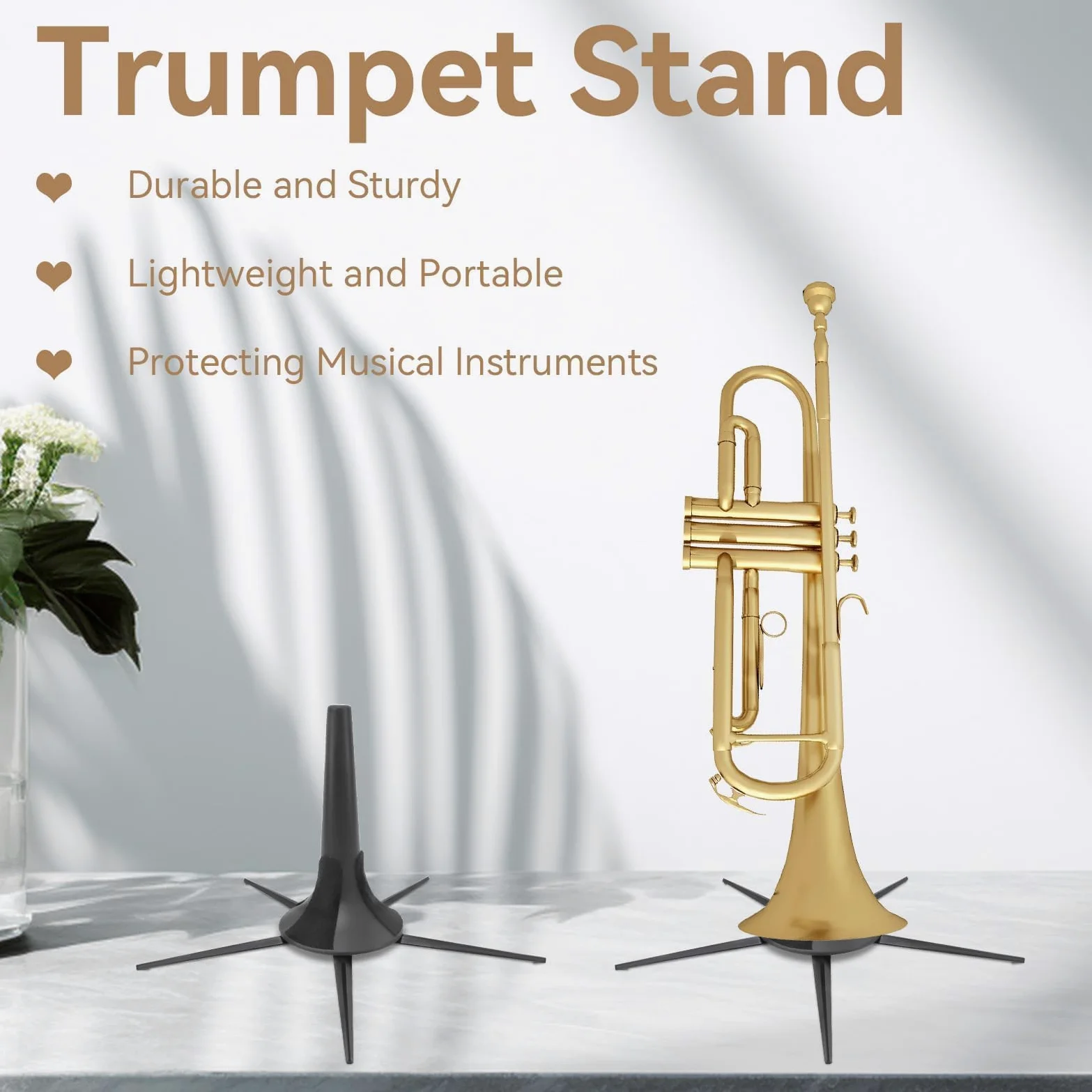 Agatige Supporto per Tromba Portatile, Supporto per Tromba 5 Gambe Staccabile e Pieghevole Accessori Professionali per Strumenti Orchestrali Tromba Clarinetto