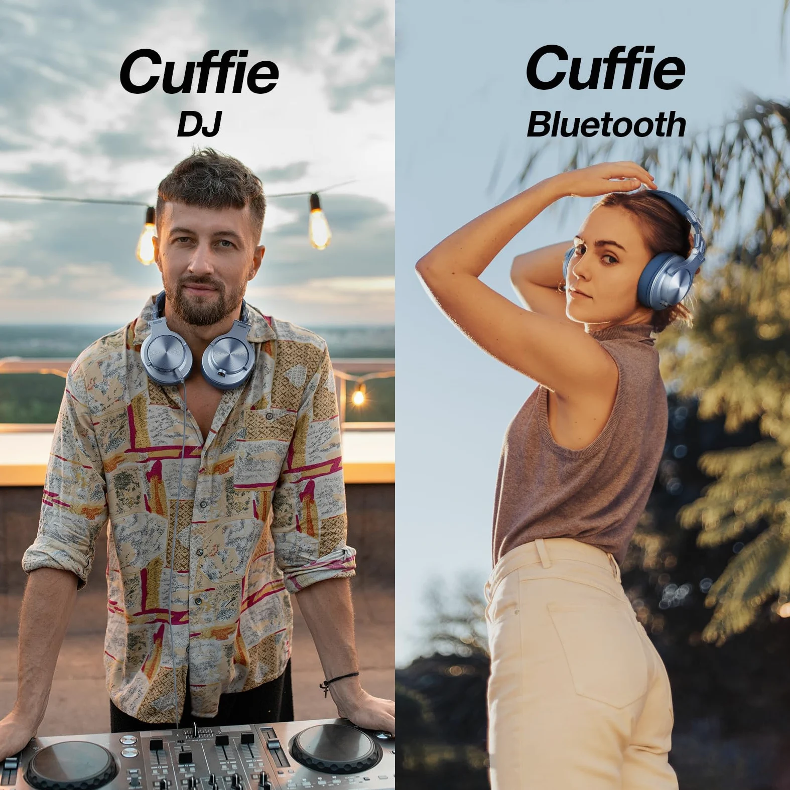 OneOdio A70 Cuffie Bluetooth Over Ear, Cuffie Cablate e Wireless Cuffie Stereo con Microfono, 72 Ore di Riproduzione, CVC 8.0, Jack 3,5 e 6,35 mm, Pieghevole/per DJ/Chitarra/Cellulare/PC (Blu)