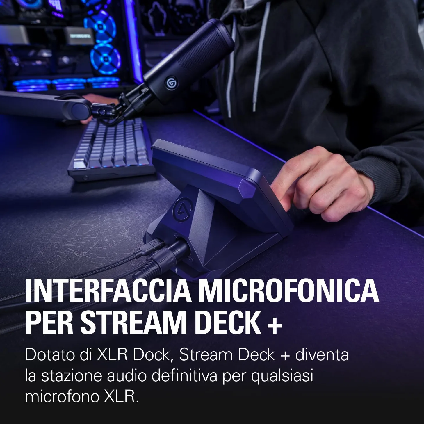 Elgato XLR Dock – Per Stream Deck +, interfaccia microfono da XLR a USB, mixer audio personalizzabile, guadagno di 75 dB/alimentazione phantom/Clipguard – Mac/PC, Stream Deck non incluso