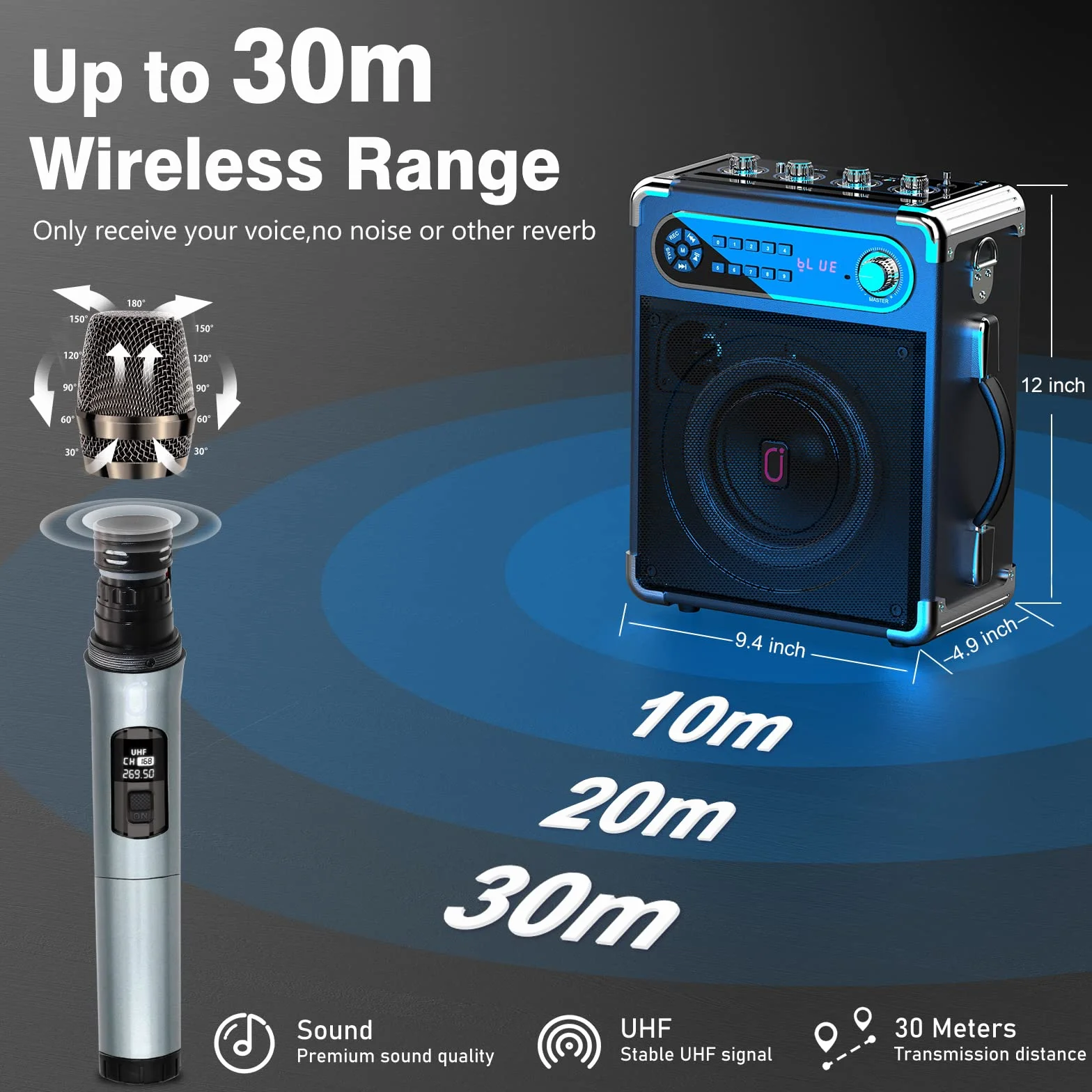 JYX Karaoke con 3 Microfoni UHF Wireless per Adulti, 400W Cassa Bluetooth 5.3 Sistema PA Portatile, Professionale Completo, Casse Karaoke con Microfono Supporto TWS/USB/TF/AUX/FM