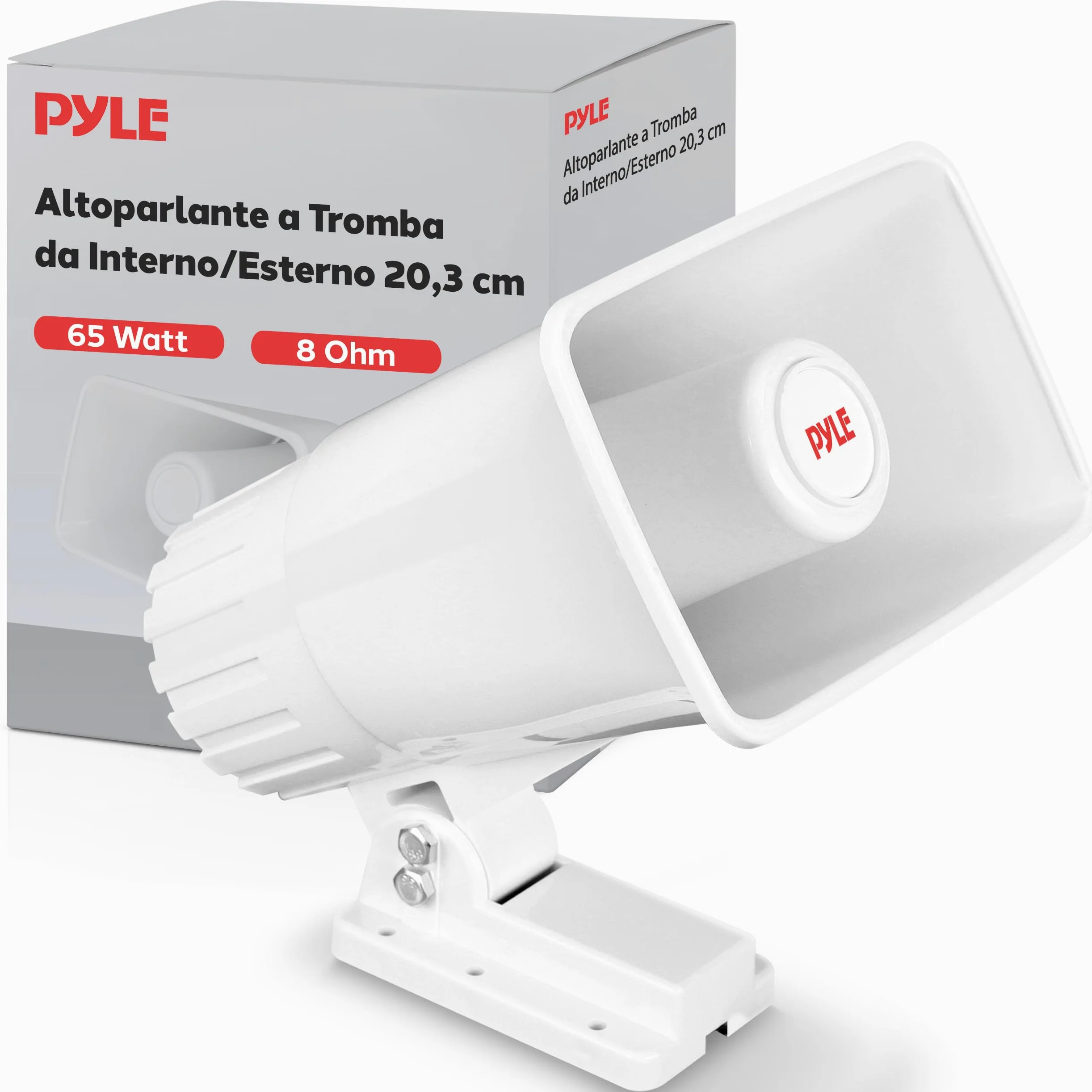 Pyle Cassa Audio Altoparlante PA Interno/Esterno 15 cm 8 Ohm 50 Watt Picco con Staffa, Speaker con Accessori Inclusi, Bianco