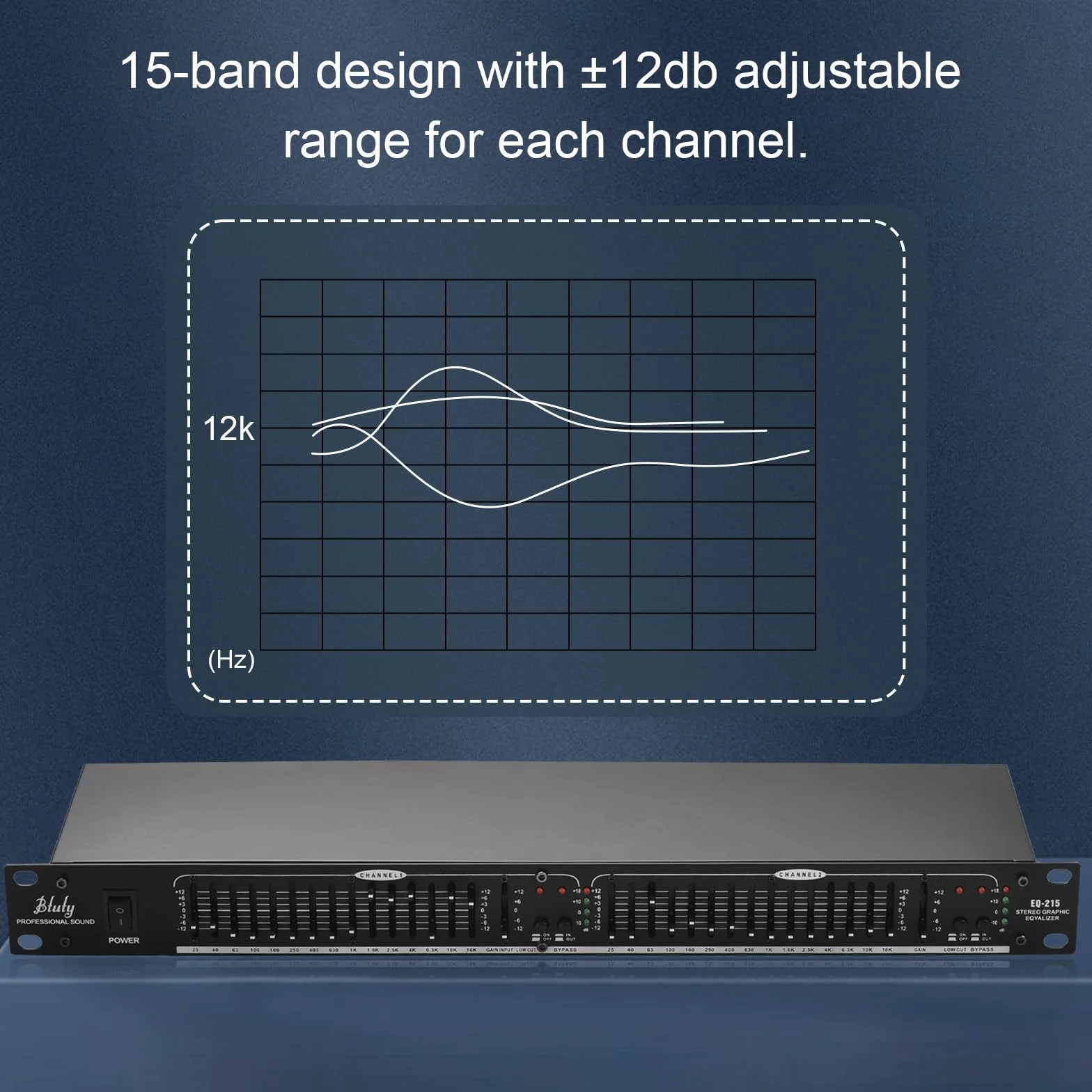 Btuty Eq-215 Equalizzatore A 15 Bande A Doppio Canale 1u Equalizzatore Grafico Stereo A 2 Canali Con Montaggio Su Rack