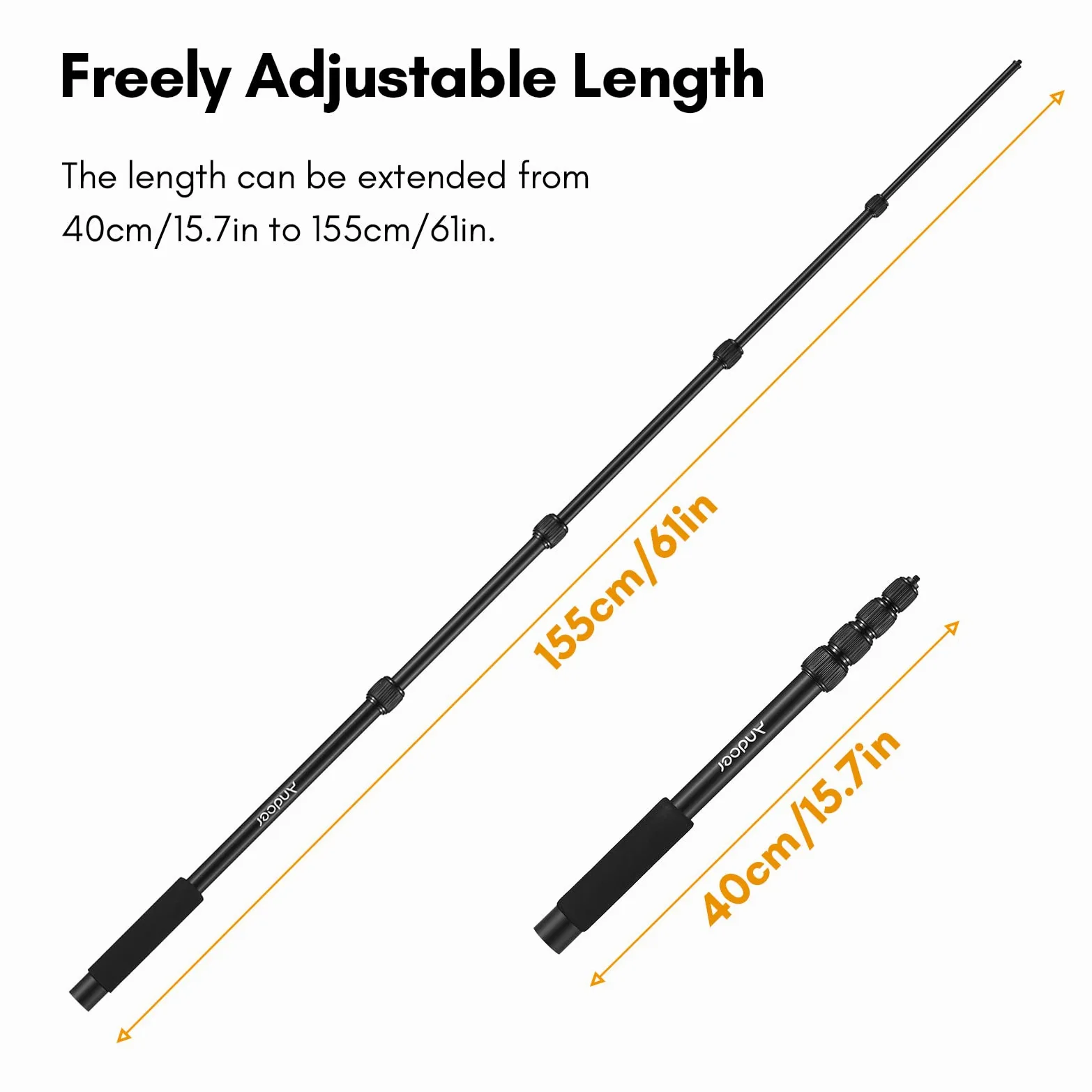 Braccio portatile a 5 sezioni, estensibile, in lega di alluminio, con filettatura a vite da 1 10,2 cm, chiusura a torsione, lunghezza regolabile, leggero, per microfoni