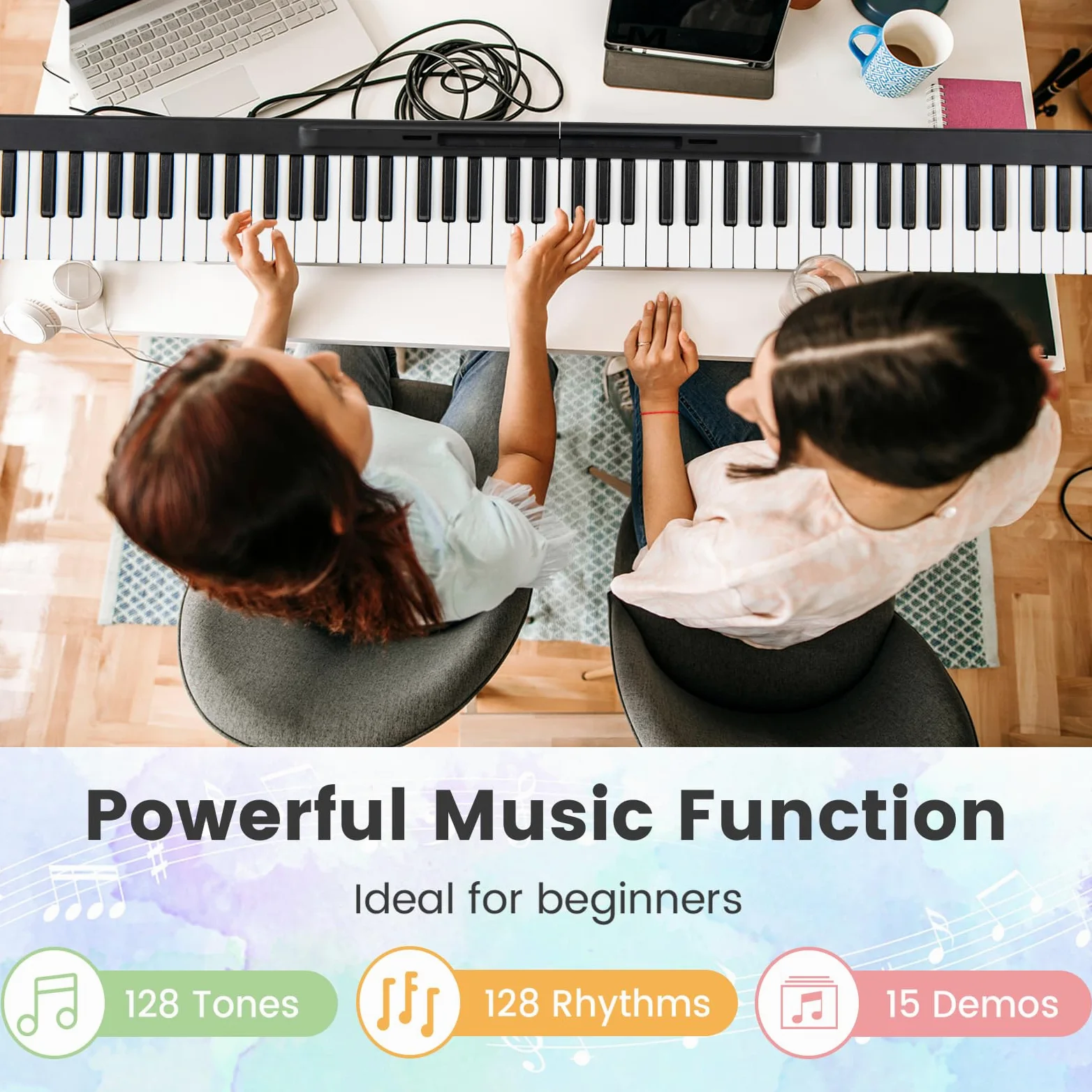 KOMFOTTEU Pianoforte Digitale 88 Tasti con Funzione MIDI & Bluetooth, Tastiera di Pianoforte Elettronico Multifunzionale Pianoforte Digitale Pieghevole per Principianti con Borsa per Pianoforte