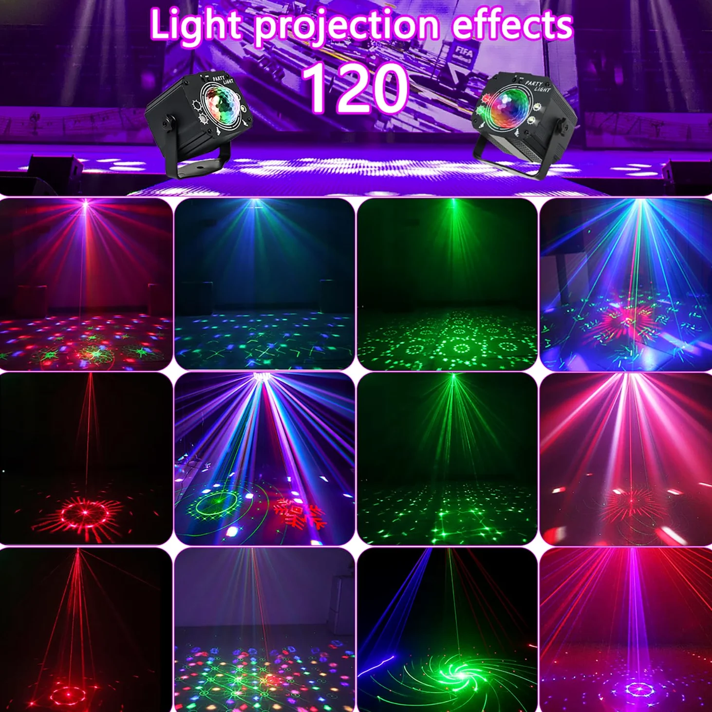 Luci Discoteca con Telecomando, Luci da Discoteca Acustiche Stroboscopiche a LED, Luci da Festa con cavo USB da 2M per Feste di Compleanno, Halloween, Natale