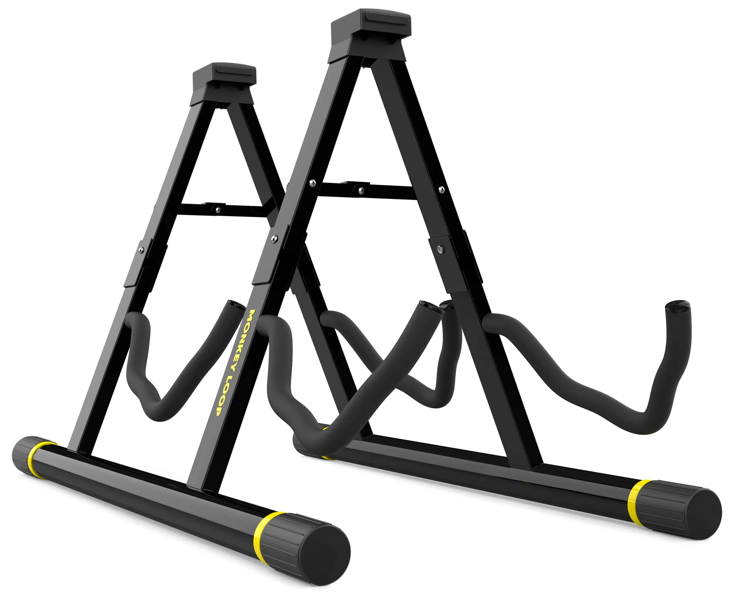 Monkey Loop Double Prime - Supporto per Chitarra - Supporto da Pavimento per 2 Chitarre - Compatibile con Chitarre Acustiche, Elettriche e Bassi - Robusto e Stabile - Accessorio Pieghevole