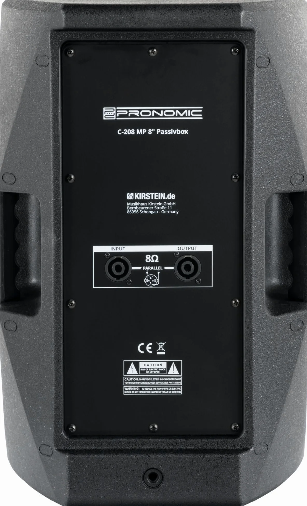 Pronomic C-208 MP 8" Cassa Passiva - cassa PA passiva a 2 vie con 150 W RMS e 600 W Peak - 8 Ohm - 120 dB - ingresso e uscita SPK - cabinet monitor con flangia da 35 mm - nero