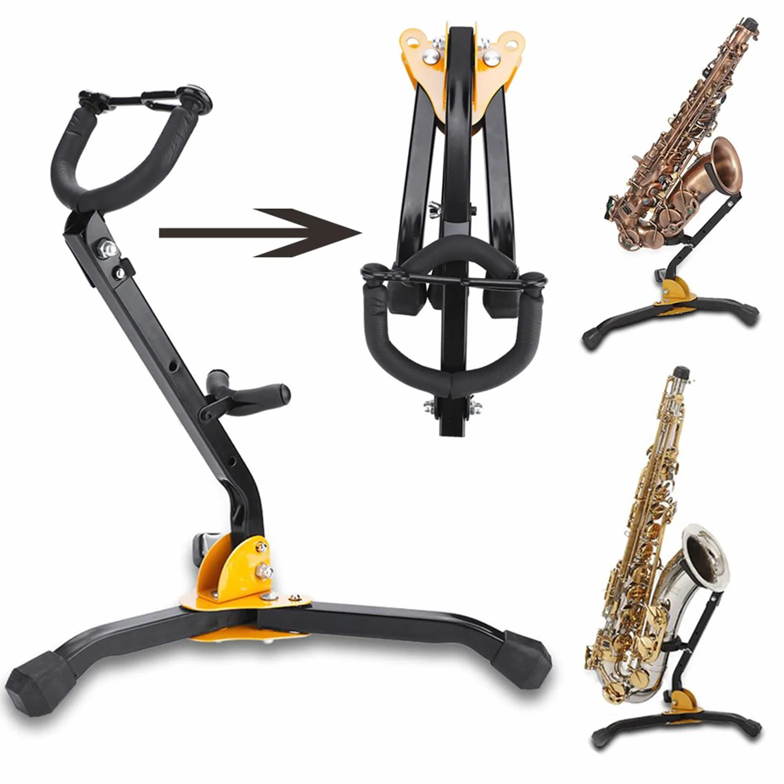 alto/tenore con supporto per flauto/clarinetto staccabile supporto portatile regolabile con piedini in gomma antiscivolo Base triangolare in met per sassofono contralto, sassofono tenore