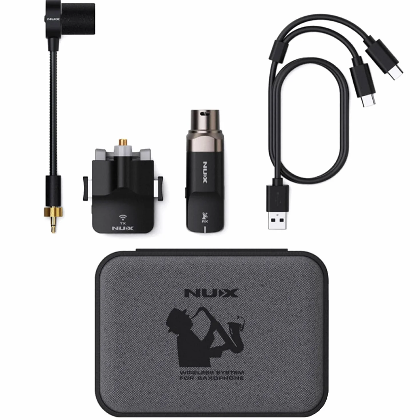 Nux B6 - microfono wireless per sassofono senza fili + panno per pulizia Keepdrum
