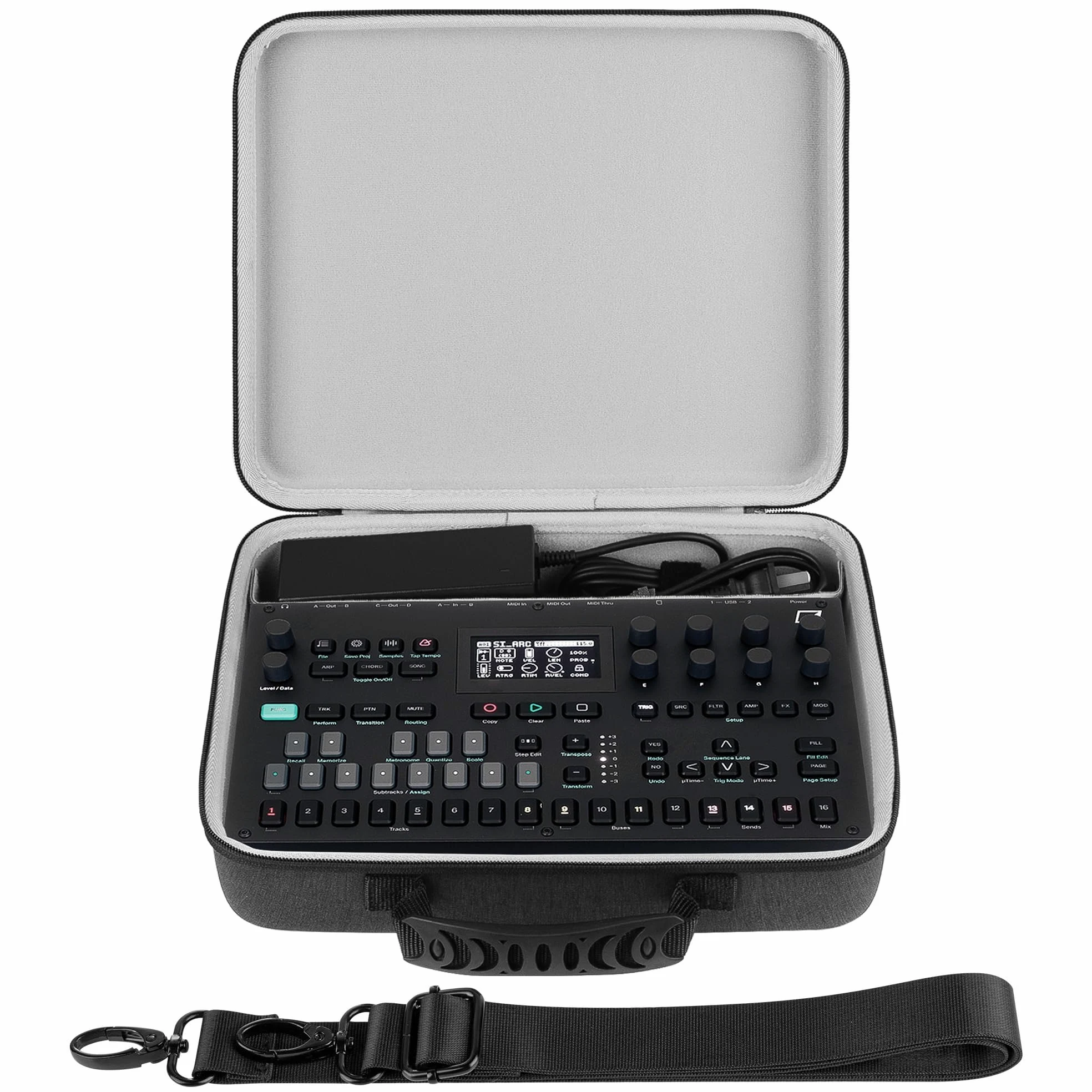 GEEKRIA Custodia per trasporto interfaccia audio, compatibile con Elektron Tonverk, borsa da viaggio rigida in EVA (grigio scuro)