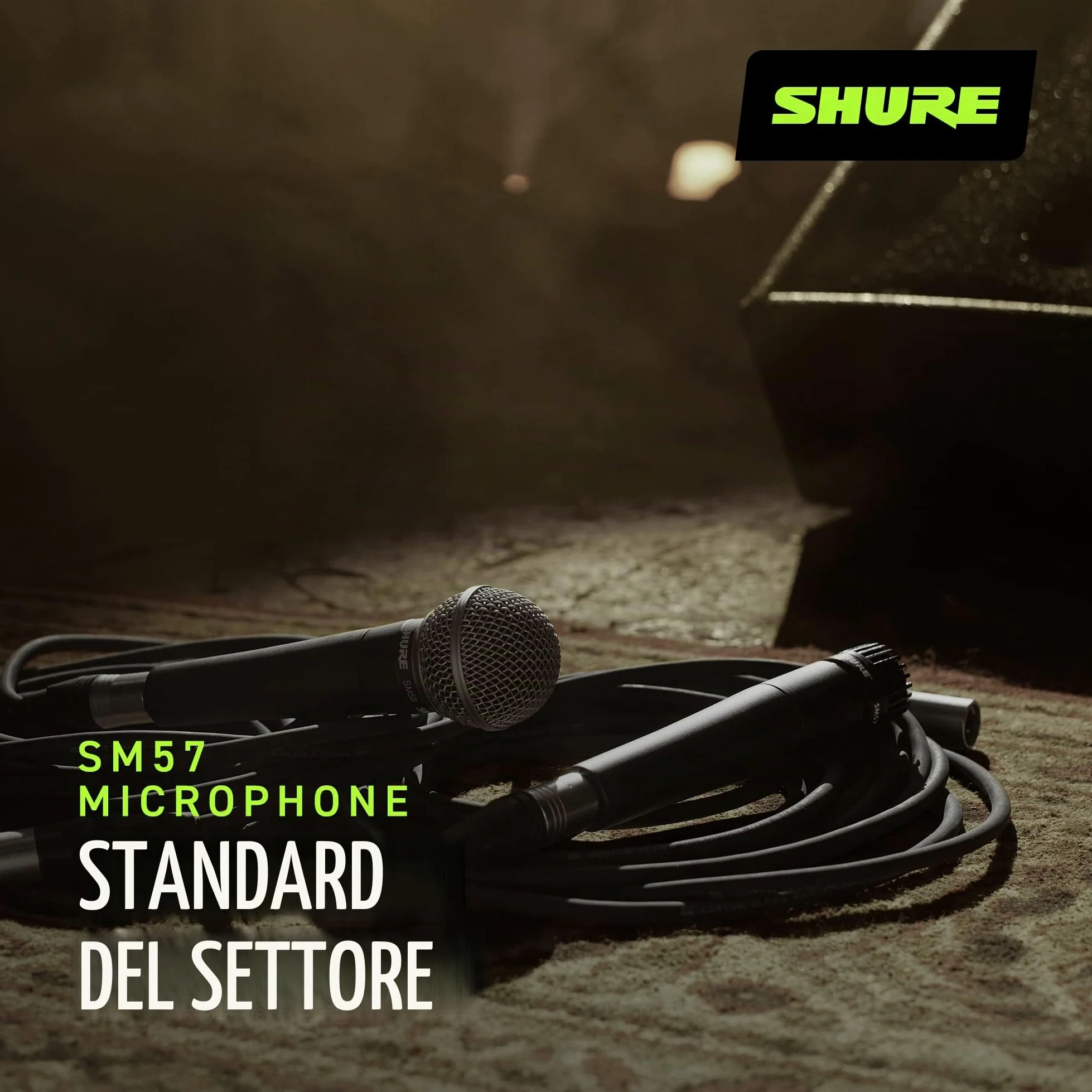 Shure SM57 Microfono strumento cardioide dinamico con supporto per shock pneumatico, clip microfono A25D, borsa di archiviazione, connettore XLR a 3 pin, nessun cavo incluso (SM57-LCE)