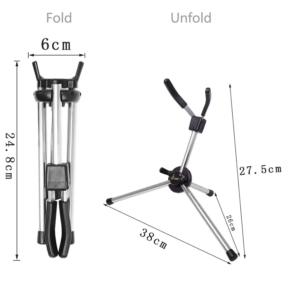 Foldable Alto Saxophone Stand Stainless Steel Sax Stand Holder Portable Saxophone Bracket Adjustable Stand with Leather Bag