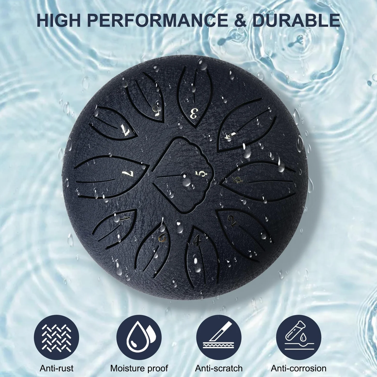 Steel Tongue Drum,Tamburo del Handpan,6 Pollici 11 Note Do Maggiore Accordato Tamburi in Acciaio,Strumento a Percussione Tamburo,con Bacchette per Tamburi Note Sticks per Yoga Sound Healing