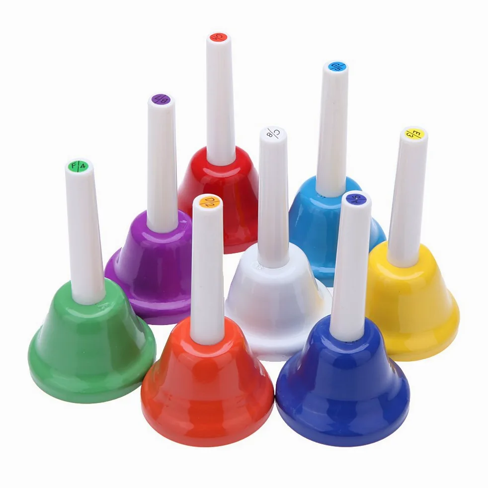 Btuty 8 Nota Handbell Campanellini Strumento a Percussione Mano Bell Métallique Colorato Musicale