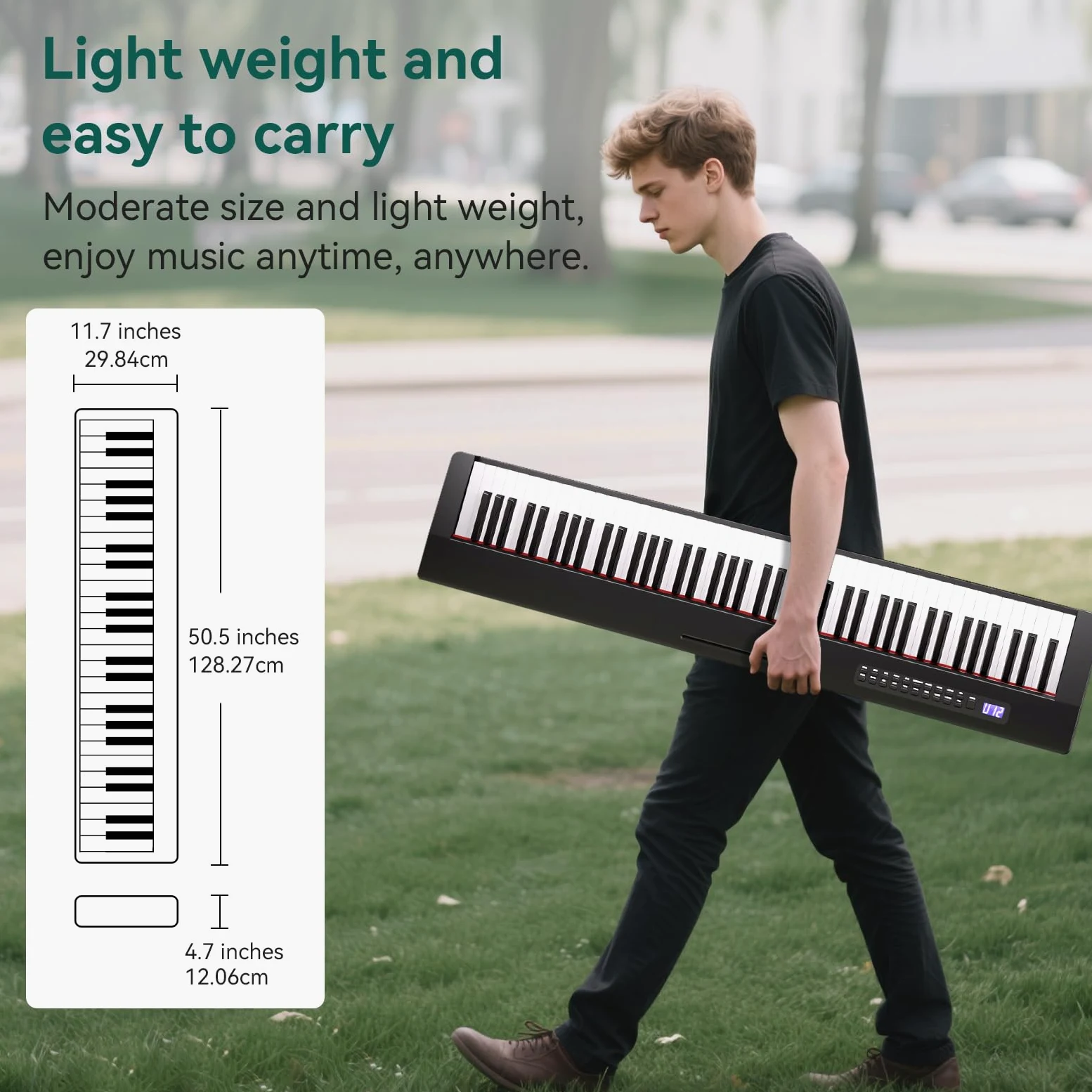 Rosen P21 Tastiera Semi-Pesata 88 Tasti Pianoforte Digitale per Principianti, Pianoforte Elettrico Portatile con Pedale di Sostegno e Alimentazione, Nero