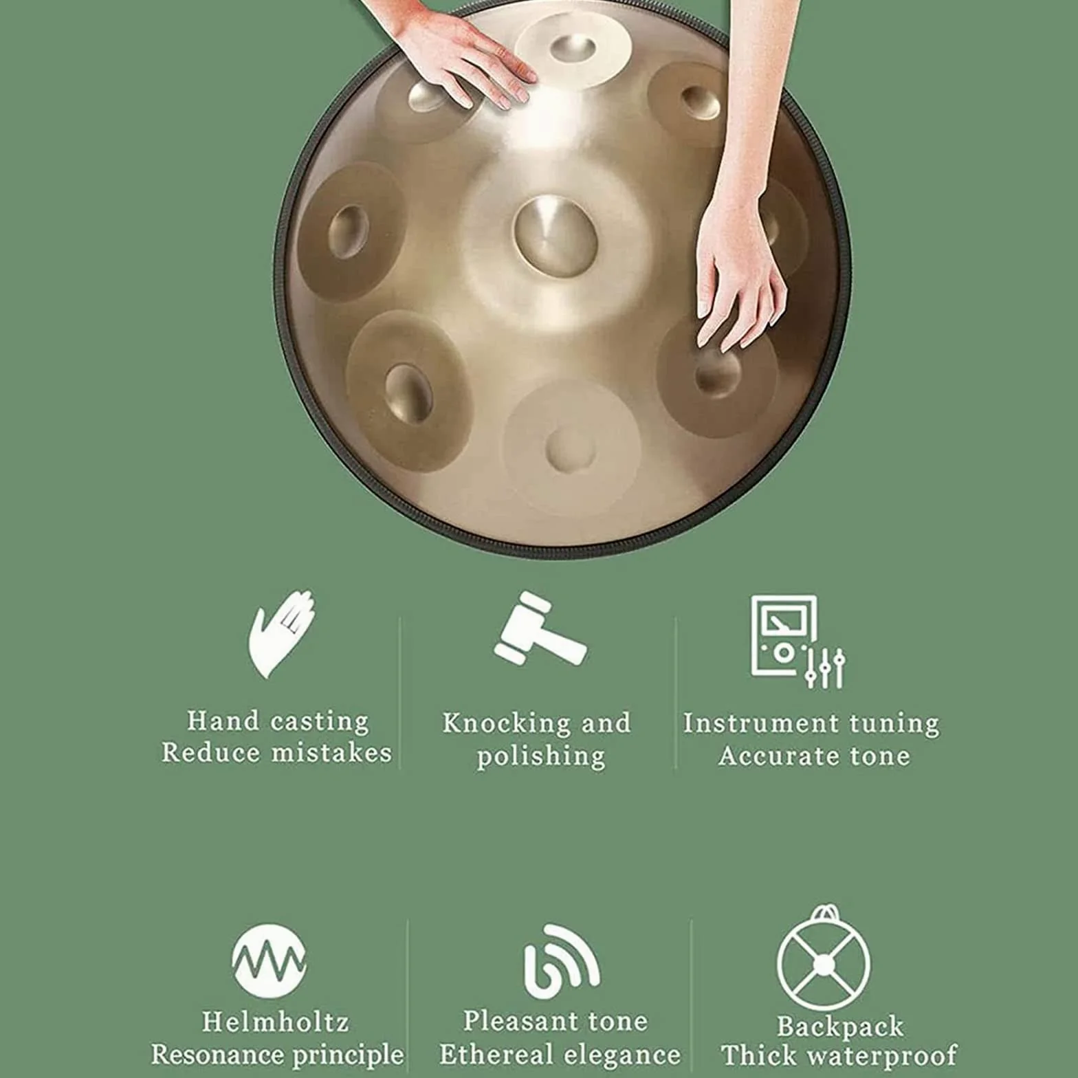 Tamburo A Mano In Acciaio Da 22 Pollici Strumento A Tamburo Handpan, Alto Livello Di Qualità, Alto Livello Di Qualità, Produce Una Risonanza Piacevole 440HZ