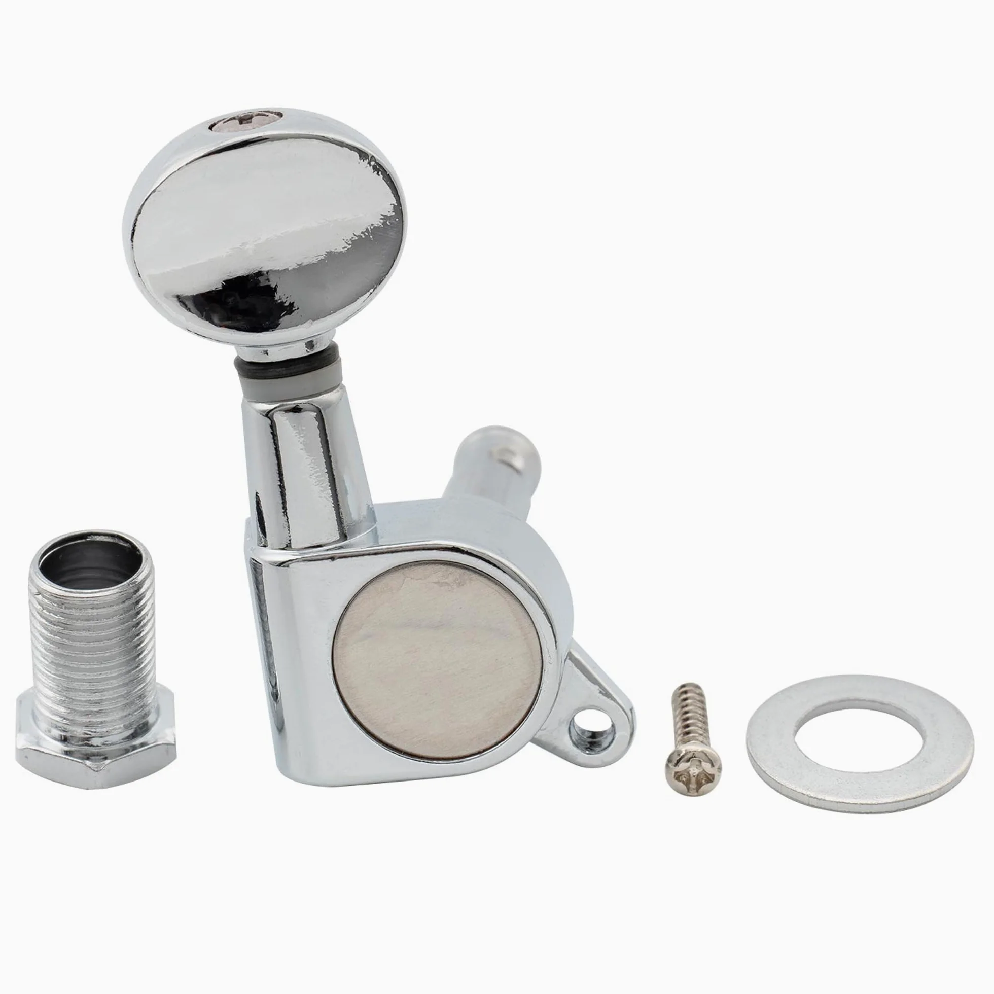 Musiclily Set di Meccaniche in Linea L6 per Chitarra Elettrica tipo Strat Tele, Kidney Button Cromato