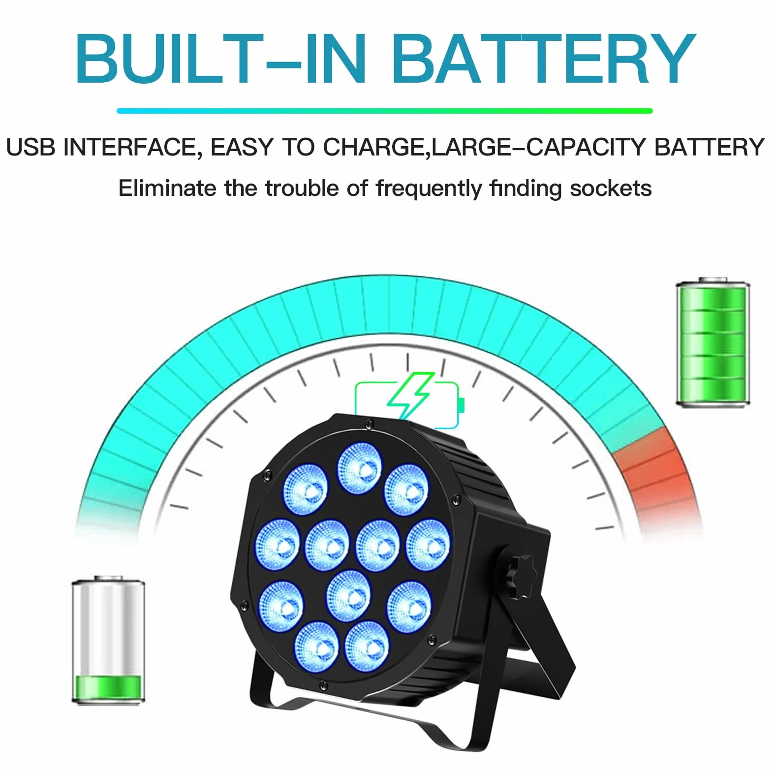 4 Pezzi RGBW Ricaricabile Par LED Batteria, 12 LED Luci da Palco con Telecomando e Funzione Timer, 8CH Illuminazione Palco per Feste DJ Bar Banda Concerto Club Christmas