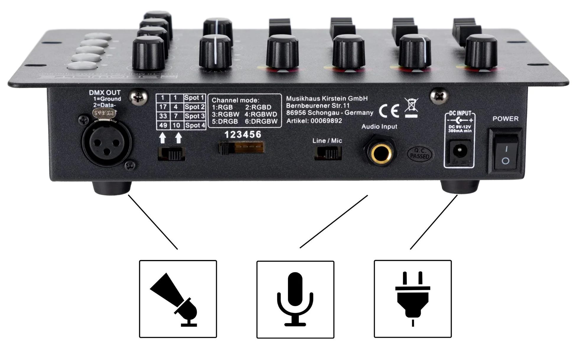 Showlite LDO-10 MKII FS LED DMX Operator - Controller DMX per fare funzionare faretti LED - Ideale per intrattenitori solisti, band più piccole o pub - Controllo automatico o musicale