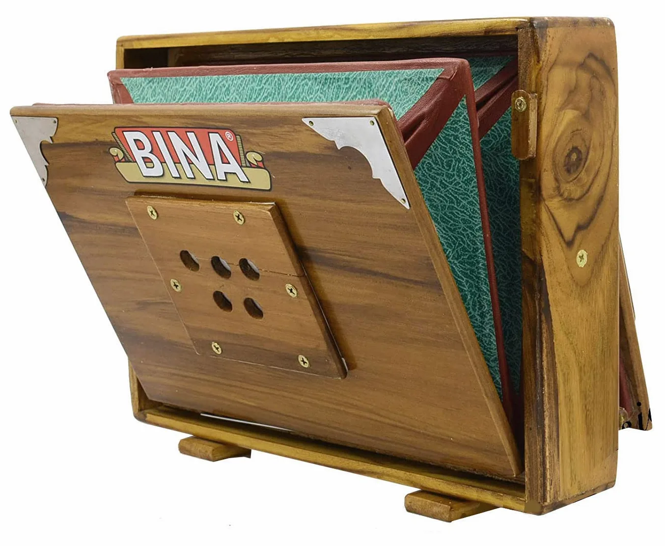 100% Originale Scatola per Shruti indiana, marca BINA Premium, formato compatto 32 cm, in legno di teak 440 Hz Shruti Box modello professionale, garanzia UE