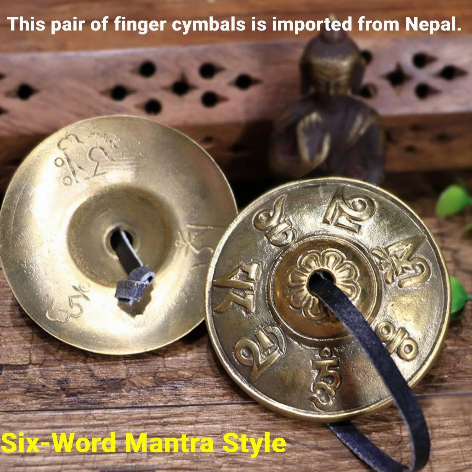 Piatti Tibetani Tingsha, Campanelli in Ottone Sanscrito Per Meditazione, Campanelli Per Dita in Ottone Per Musical Buddista