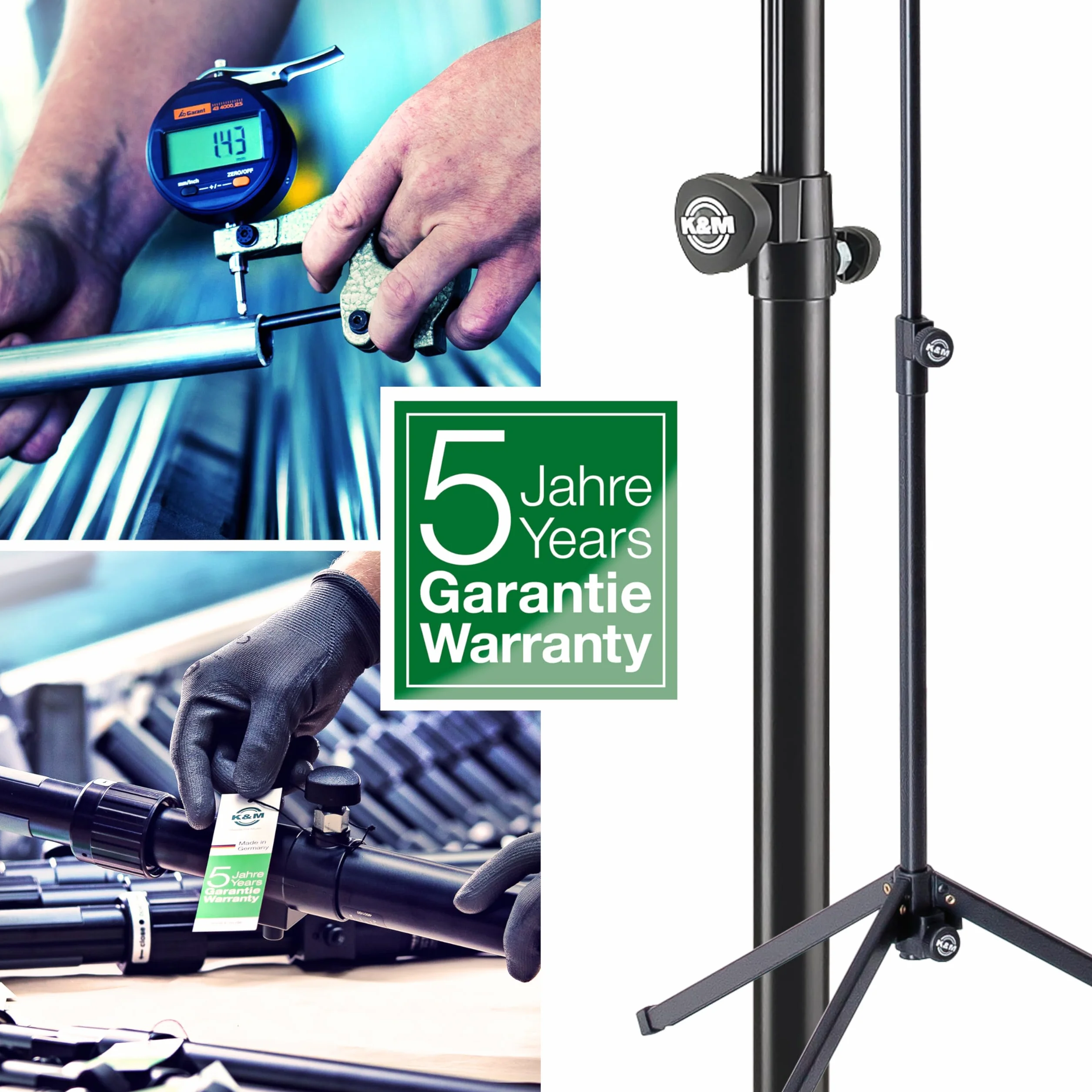 K&M 21459 Supporti per altoparlanti in set con borsa per il trasporto - nera in alluminio - fino a 40 kg, trasporto comodo - 2 pezzi