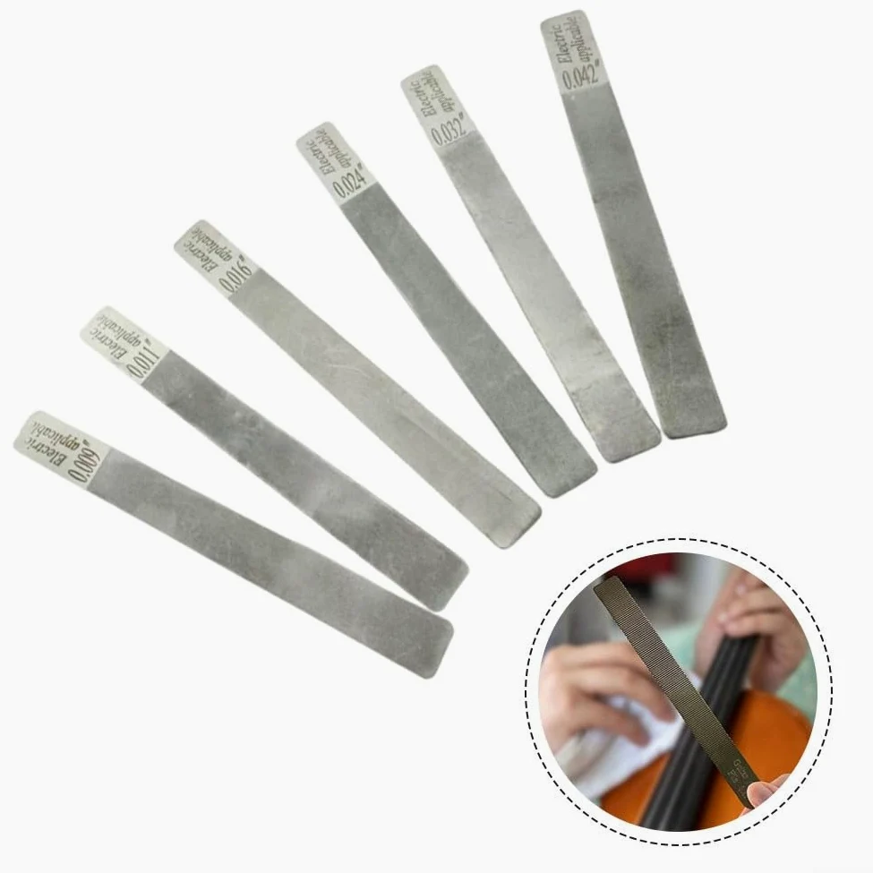 Set di 6 lime per capotasto per chitarra, in acciaio inox, kit di riparazione professionale per coronare i tasti e la manutenzione degli strumenti a corda (elettrico 10-46)